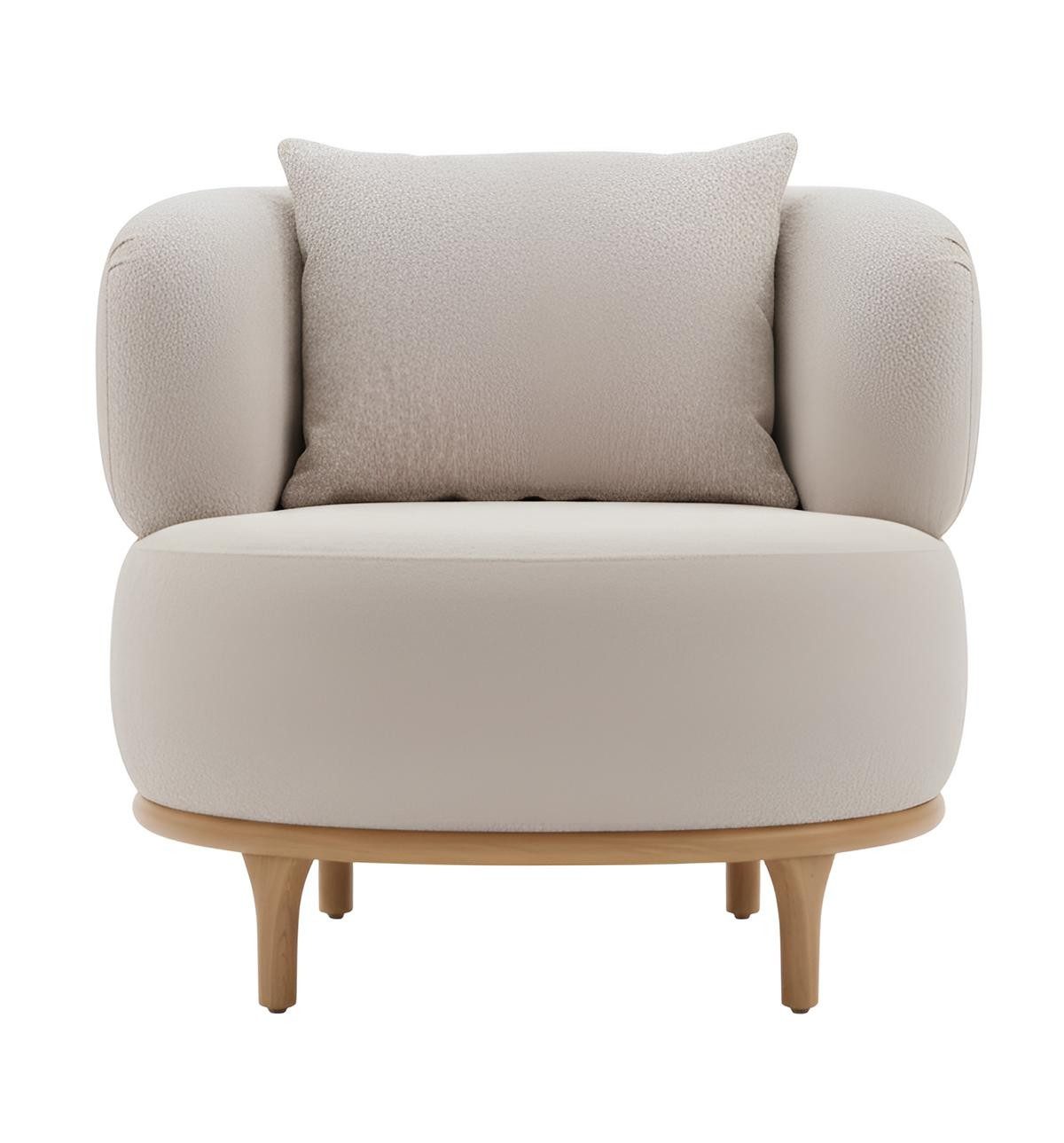 Xlmoebel Sessel Beiger Sessel im minimalistischen Stil mit abgerundeten Linien (1-St), Made in Europa