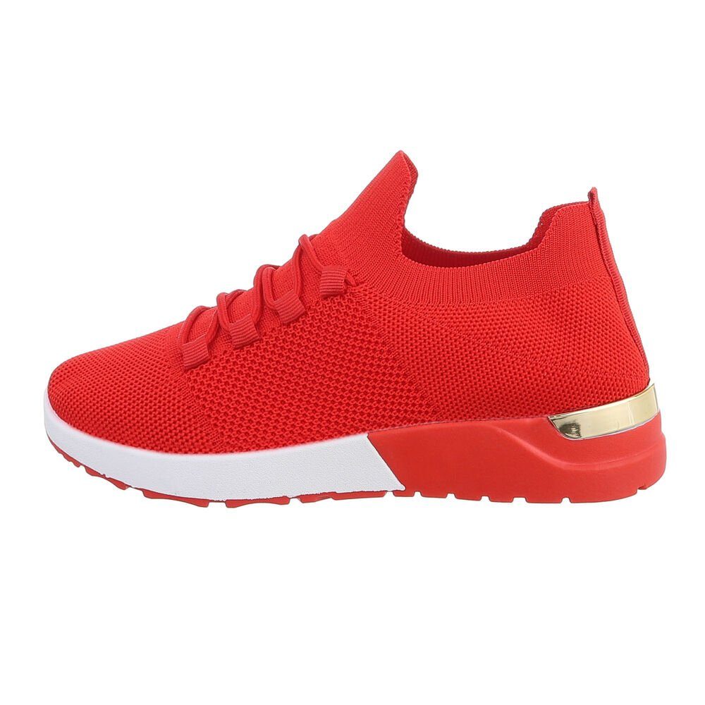 Ital-Design Damen Low-Top Low in Flach Sneakers Sneaker Rot Freizeit