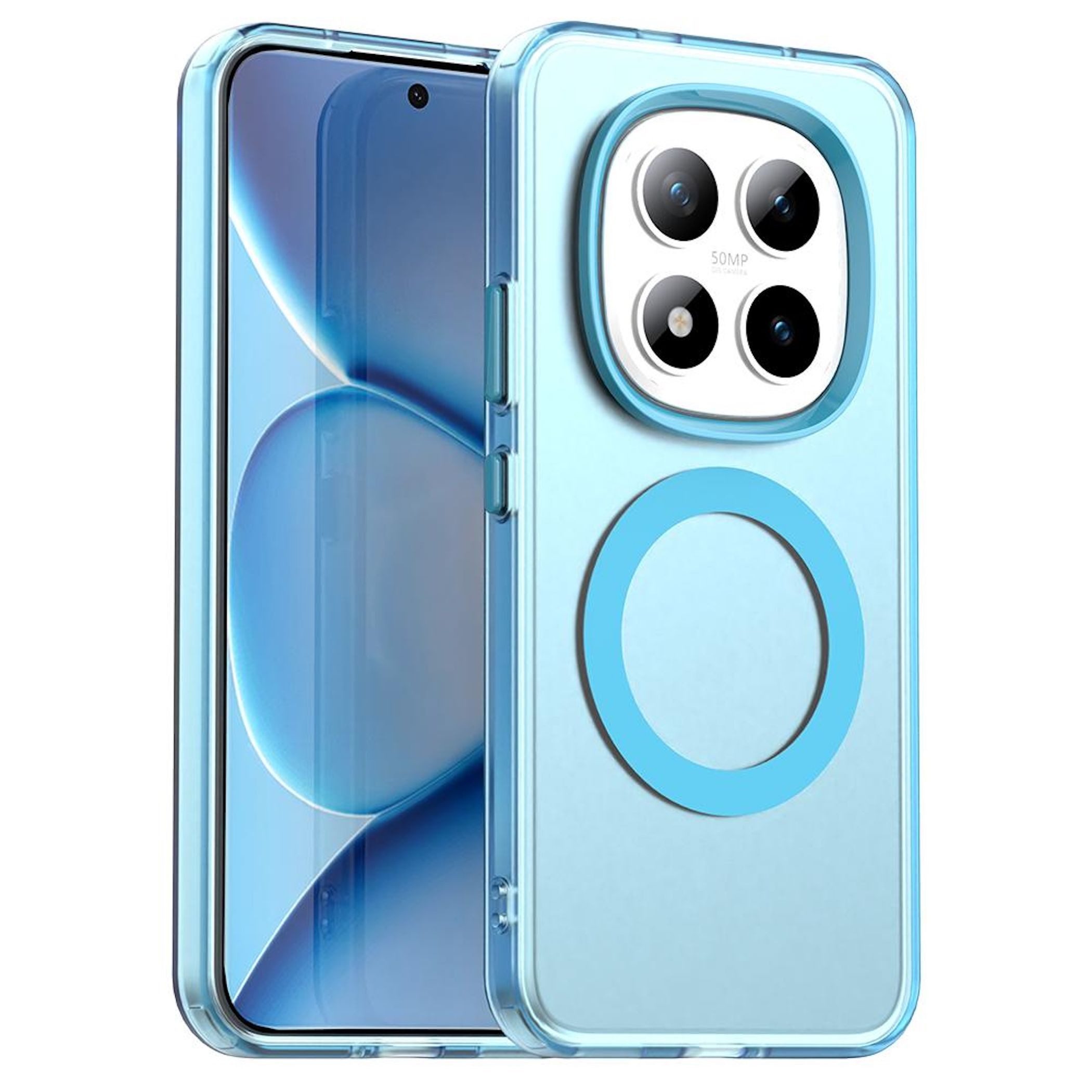 Wigento Handyhülle Für Xiaomi Redmi Note 15 Pro Plus 5G Candy Design Magsafe Hülle Blau, Magsafe Funktion, Stoßschutz, präzise Aussparungen