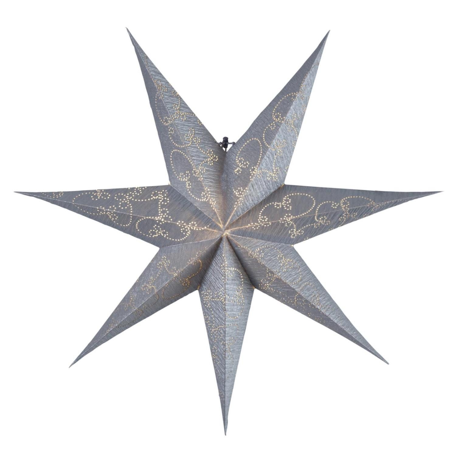 STAR TRADING Papierstern Papierstern Decorus Weihnachtsstern Leuchtstern hängend D: 63cm silber