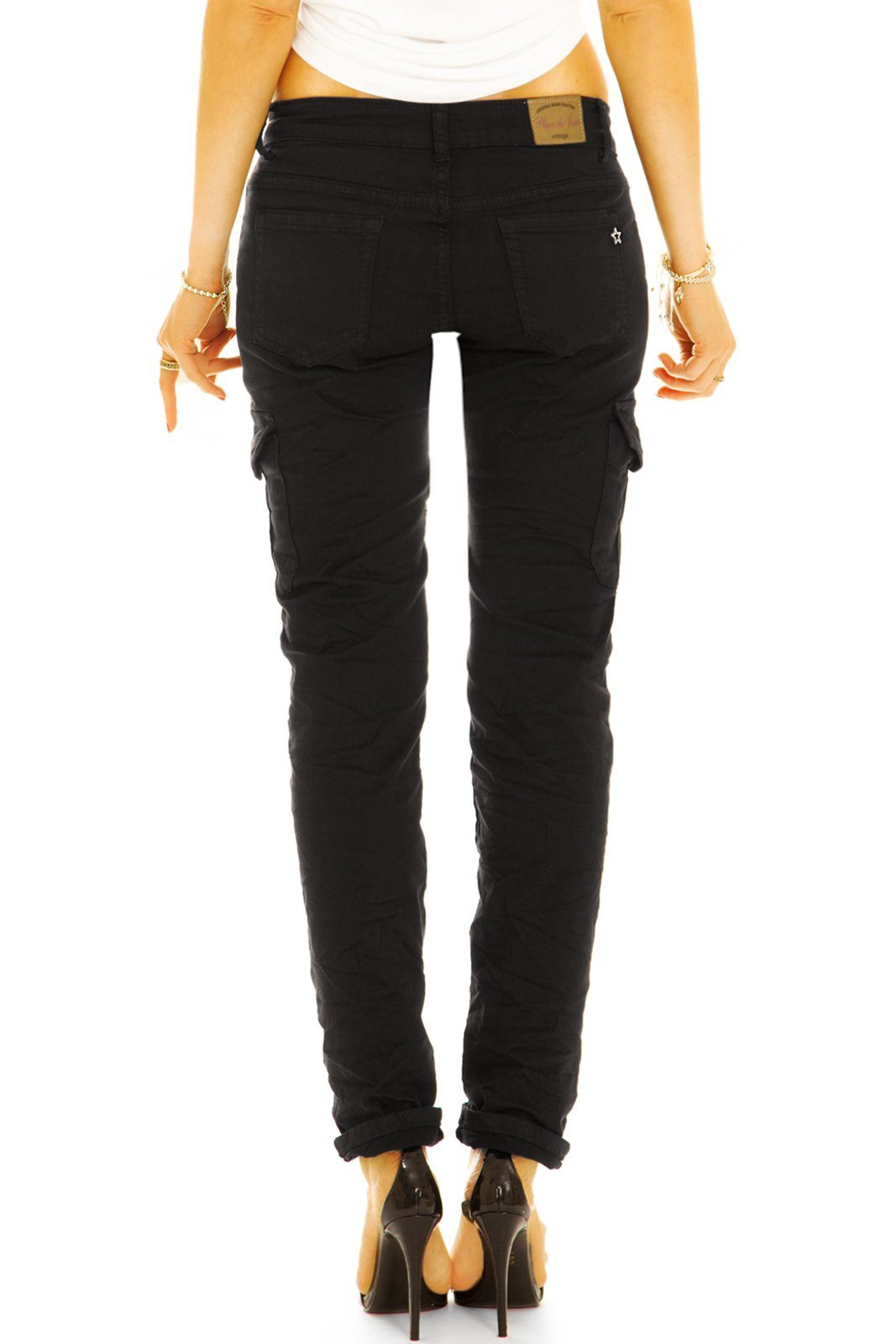 be styled Cargohose Low waist Cargohose Stoffhose bequeme Stretch Hose - Damen - j4f stretchig
