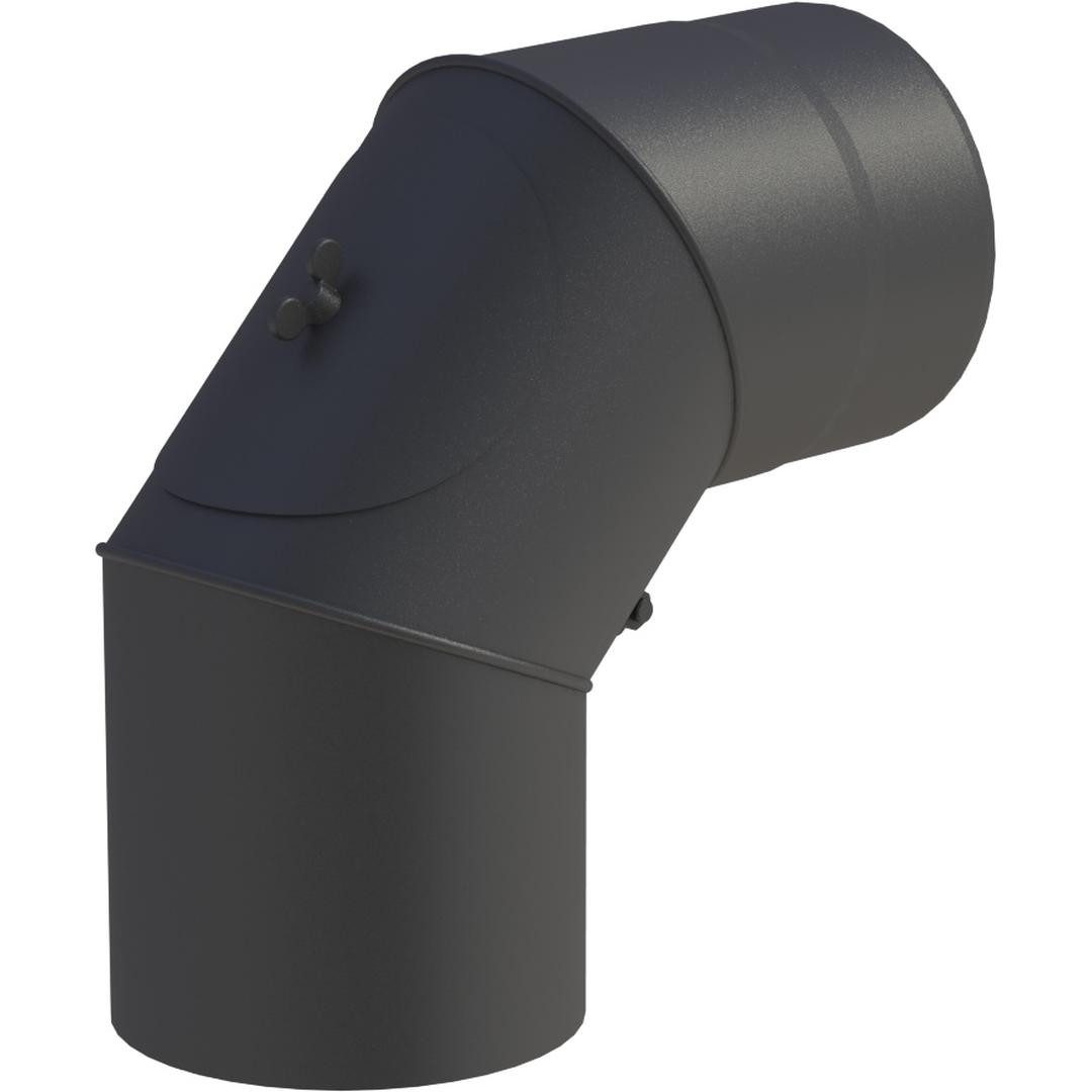 Feuercampus Ofenrohr Ø 120 mm Bogen drehbar 0-90° - mit Tür - schwarz, 120 mm