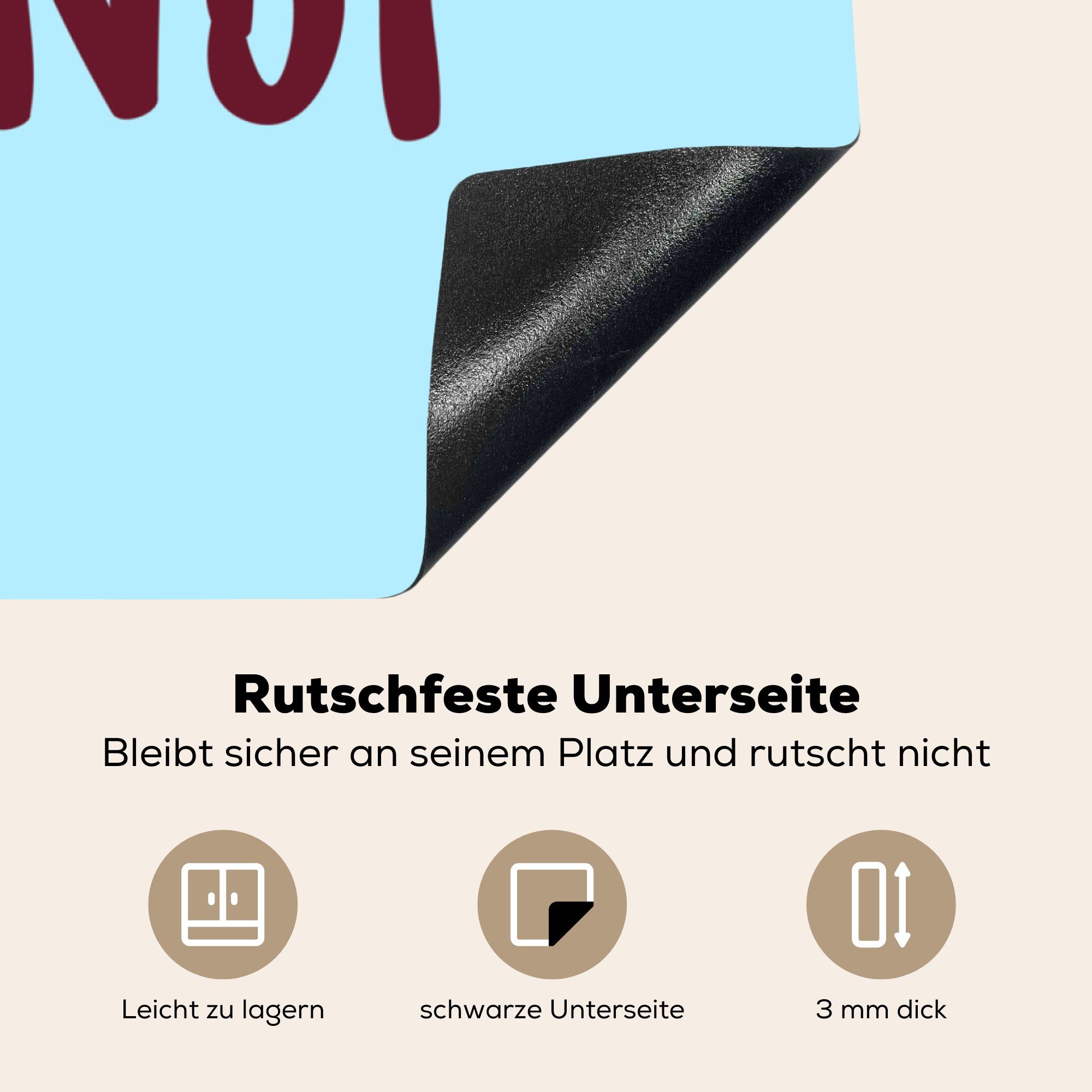 (1 Zitat Vinyl, 78x78 Ceranfeldabdeckung, Glas? Arbeitsplatte ein nicht" blauem für tlg), MuchoWow "Noch Wein cm, küche Herdblende-/Abdeckplatte Hintergrund, auf