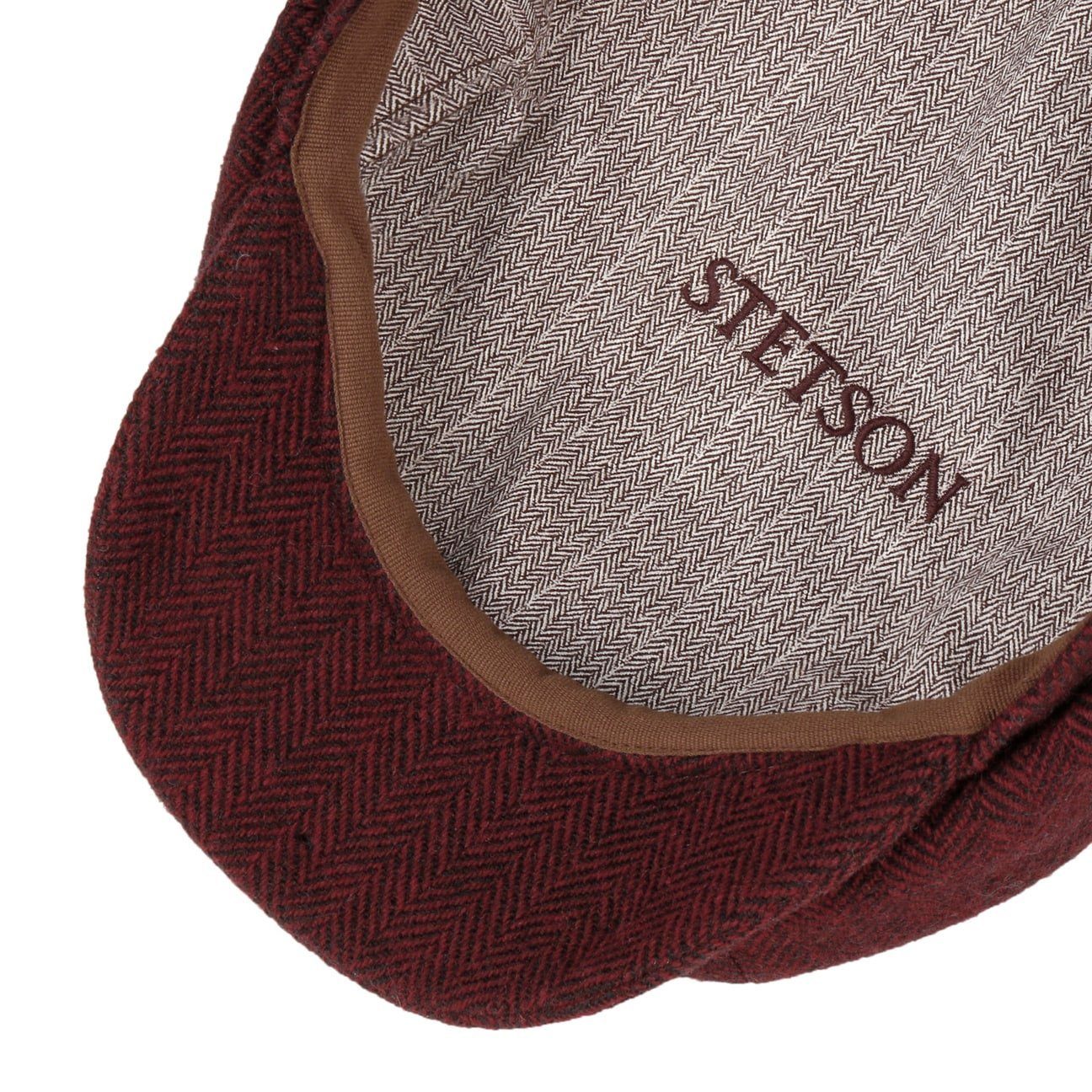 Stetson mit Flat Cap Flatcap (1-St) dunkelrot Schirm