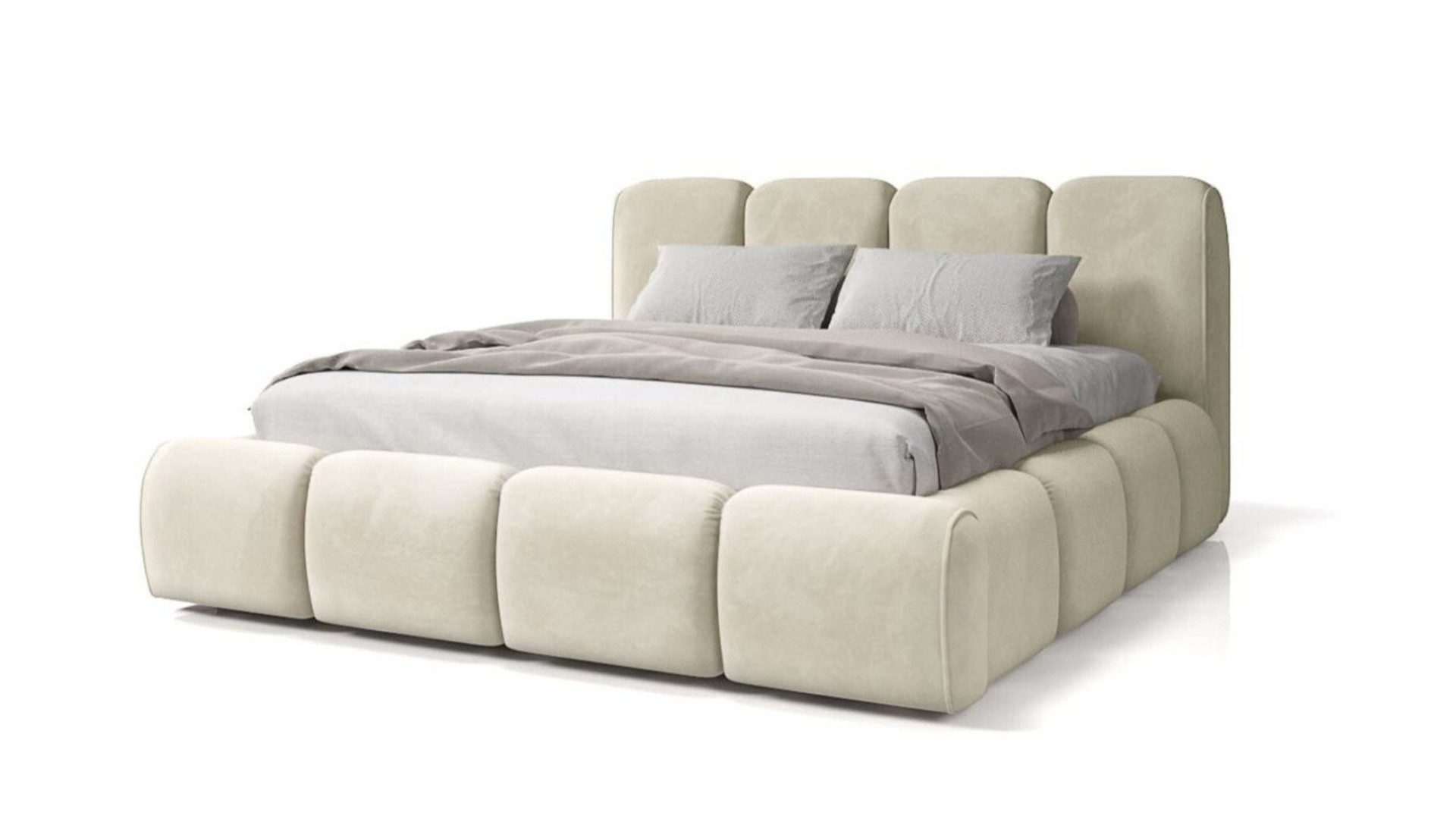 MOEBLO Polsterbett ARABIS (Polsterbett Doppelbett Stauraumbett mit Kopfstütze, Rahmenbettgestell, Velours, mit Bettkasten und Lattenrost), (BxHxT):140/160/180/200x108x232cm