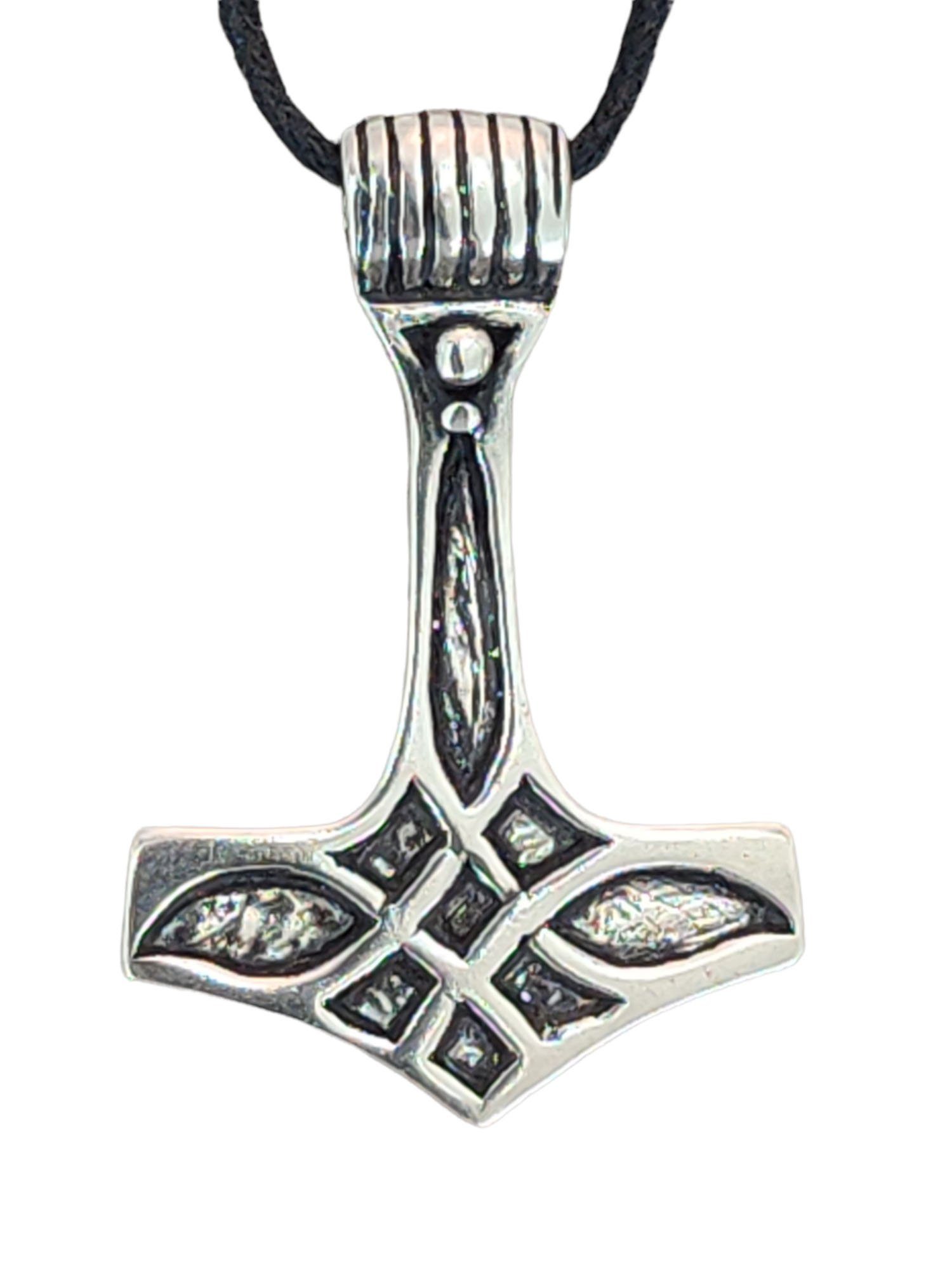 925 Thor Odin Mjöllnir Silber of Kiss Anhänger Kettenanhänger Thorshammer Thorhammer Leather