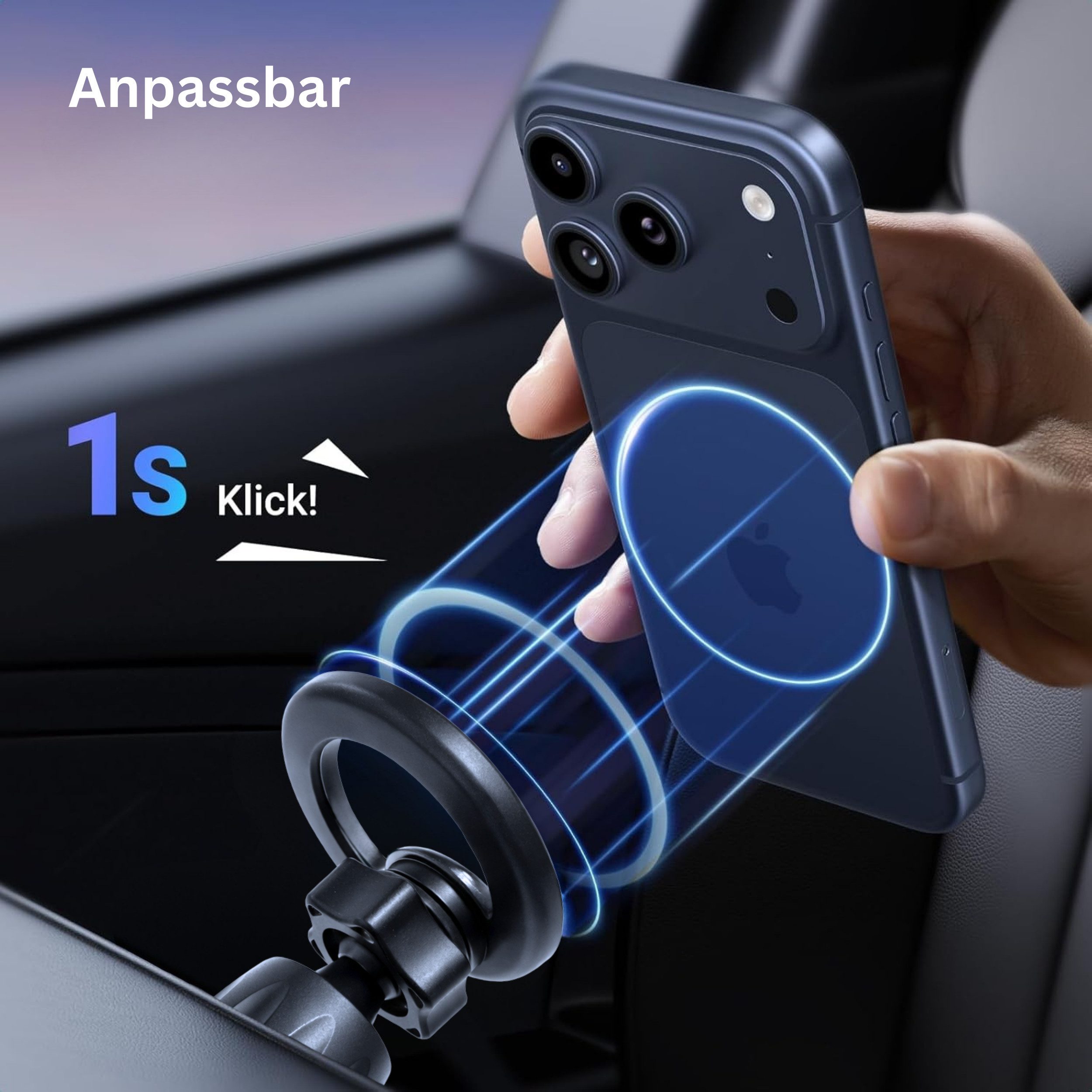 RUHE Handy-Halterung Auto KFZ Magnetische Handyhalterung für MagSafe Autohalterung flexibel, (bis 8 Zoll, Packung, Universal Lüftung Handyhalterung für iPhone M – Bild 2 von 5