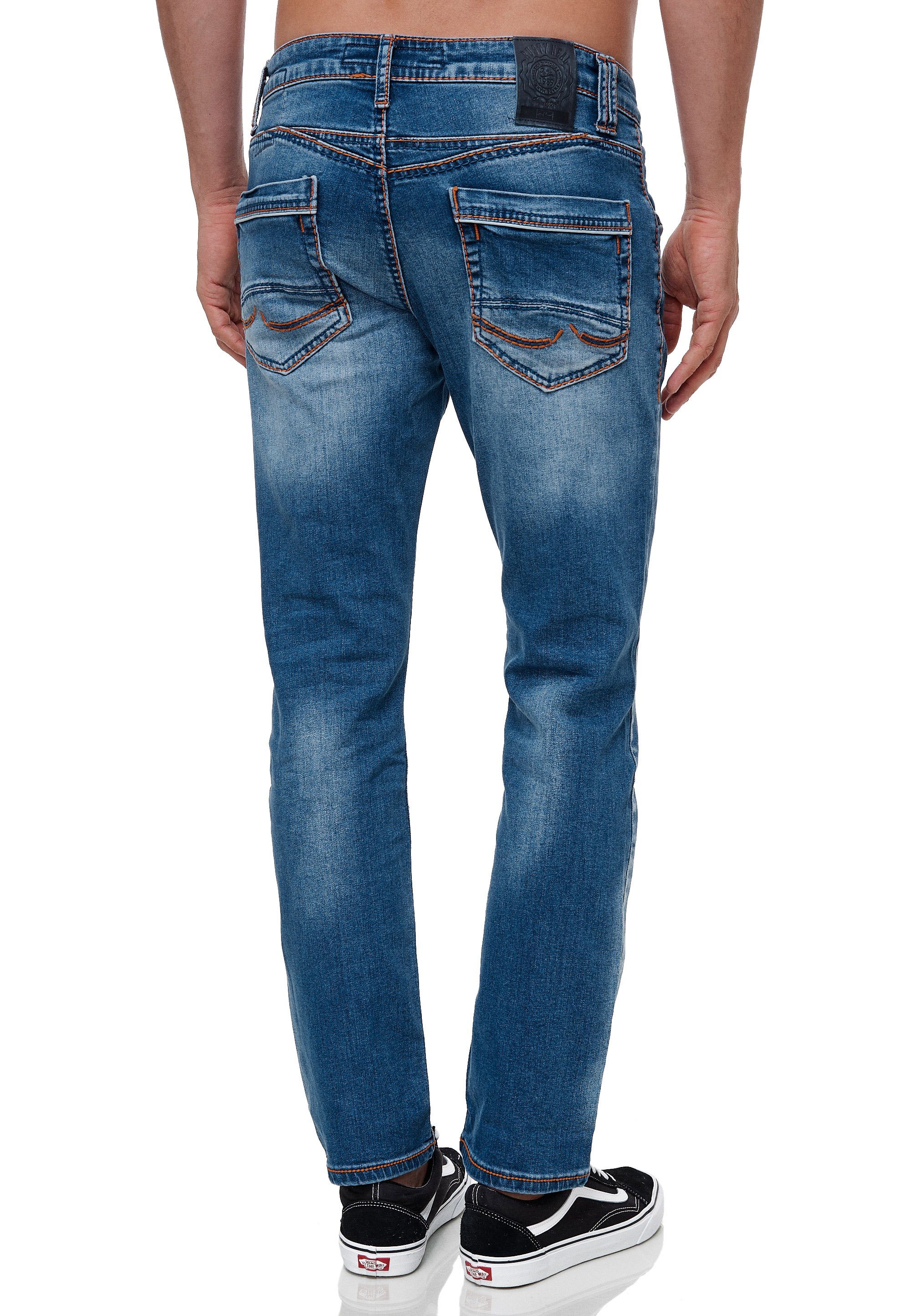 angesagten Straight-Jeans NEW Neal mit Ziernähten YORK 51 Rusty