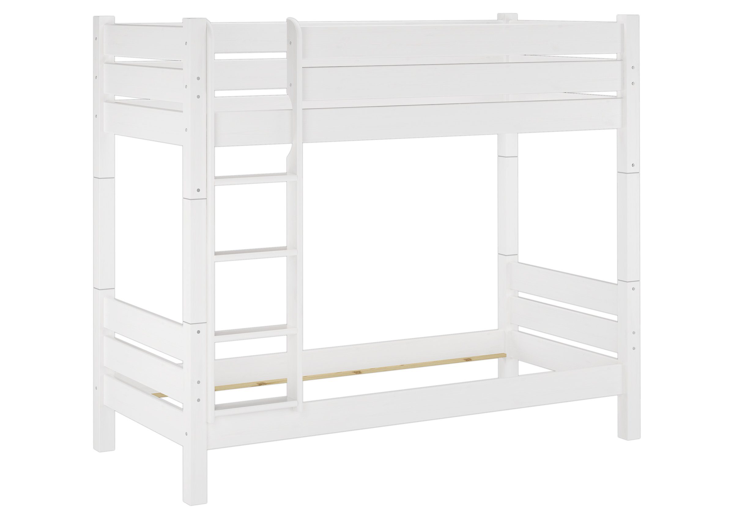 ERST-HOLZ Etagenbett Weißes Stockbett 80 x 200 cm Kiefer Massiv Nische 100 Teilbar