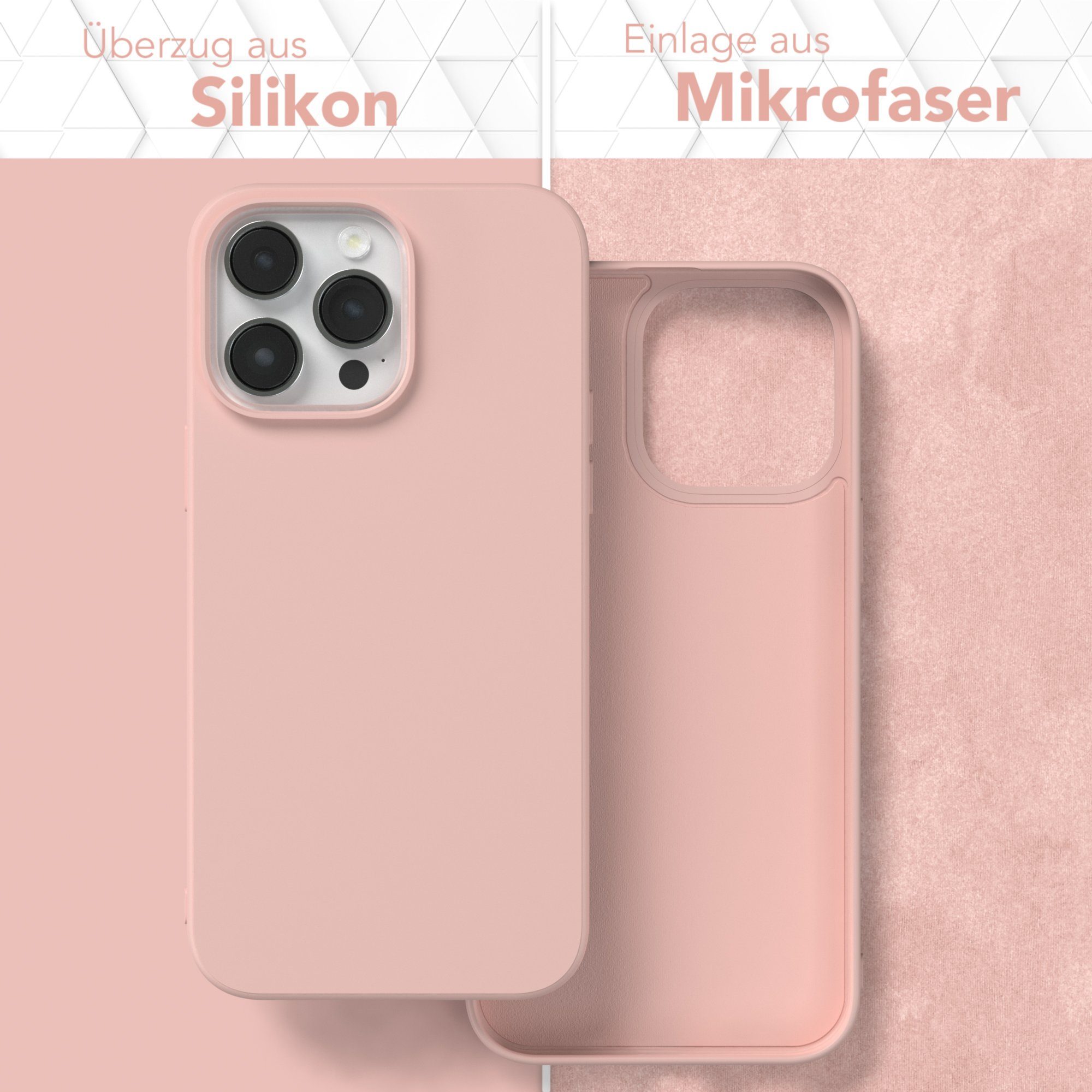 EAZY CASE Handyhülle für Apple iPhone 14 Pro Max Hülle Silikon 6,7 Zoll, Hülle mit Kameraschutz Bumper Case silikonschutzhülle Rosa / Altrosa