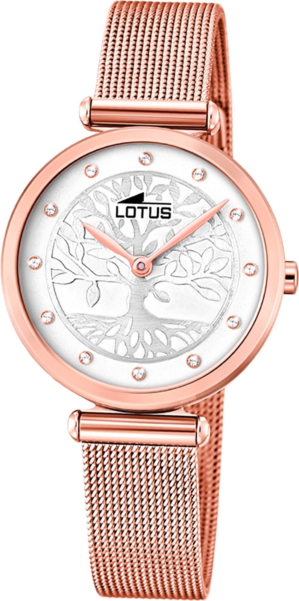 Lotus Quarzuhr LOTUS Edelstahl Damen Uhr 18710/1, Damenuhr mit Edelstahlarmband, rundes Gehäuse, klein (ca. 29mm), Fashi