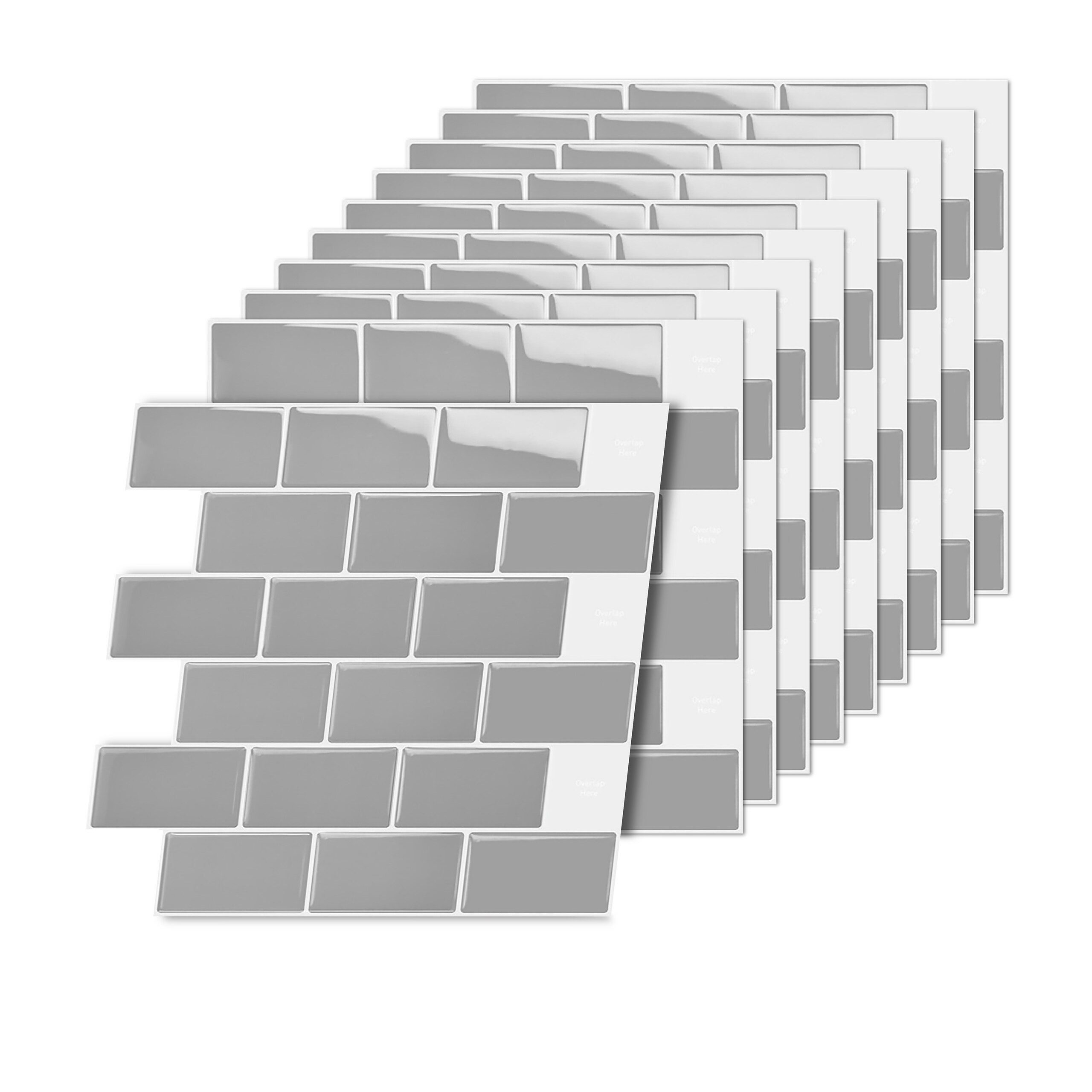 relaxdays Fliesenaufkleber Klebefliesen 30x30 versetzt, grau
