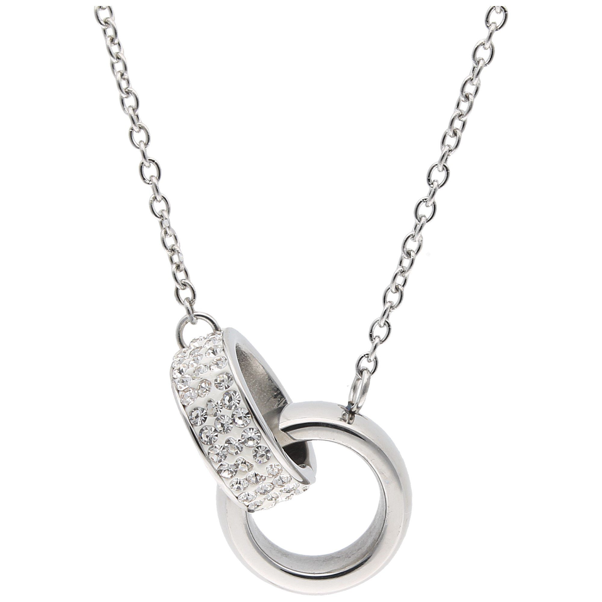 Kette mit Anhänger mit funkelnden Kristallsteinen, Edelstahl