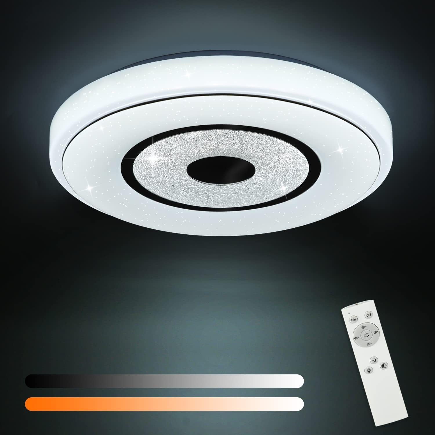 Nettlife LED Deckenleuchte Dimmbar 18W Fernbedienung/Wandschalter Ø30CM für  Küche Schlafzimmer, LED fest integriert, CCT