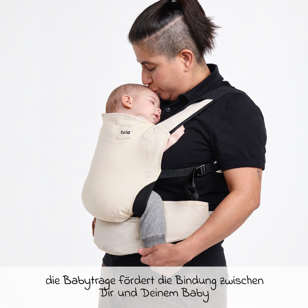 Tula Babytrage Lite Ultrakompakt - Cream, Baby Kinder Bauchtrage Rückentrage & Wetterschutz ab 5,4 kg - 13,6 kg