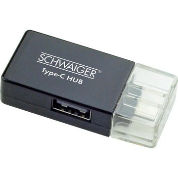 Schwaiger USB 3.1 Adapter USB-Adapter, USB C Stecker, Super Speed, USB 3.0 Buchse, Type C Hub, schwarz