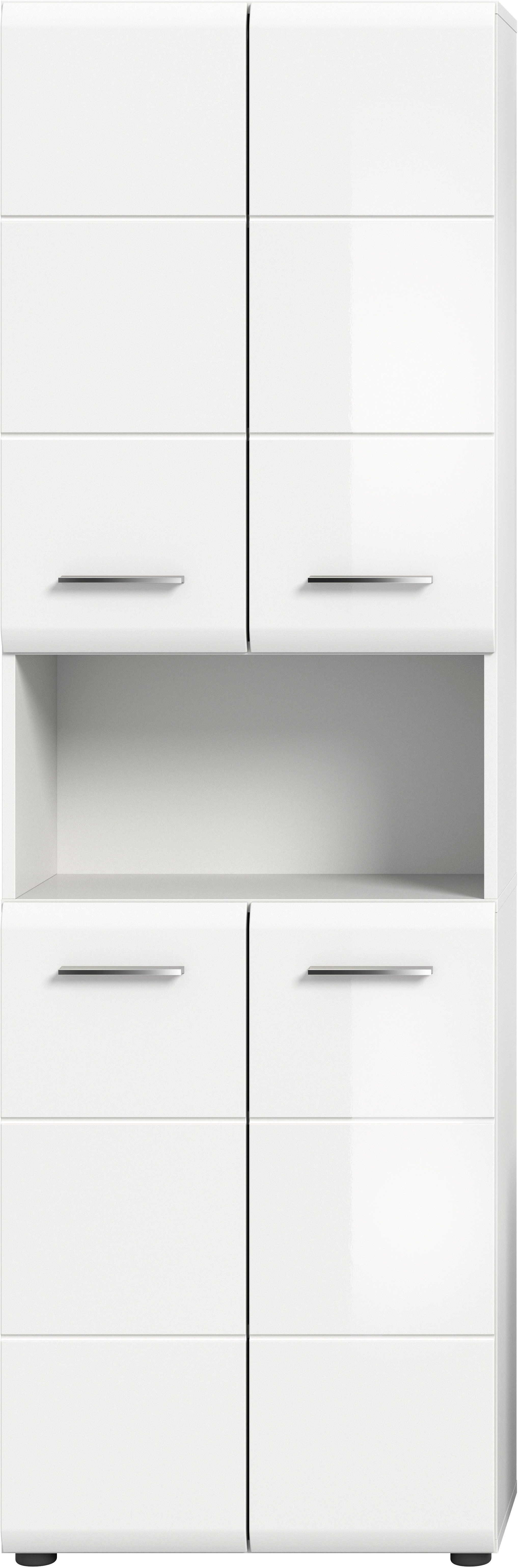 welltime Stauraumschrank FLORENZ, Höhe 185 cm, 4 oder 6 Türen, viel Stauraum (1-St., TOPSELLER) hochwertige MDF Front, Griff schwarz, Badschrank, Bad – Bild 3 von 5