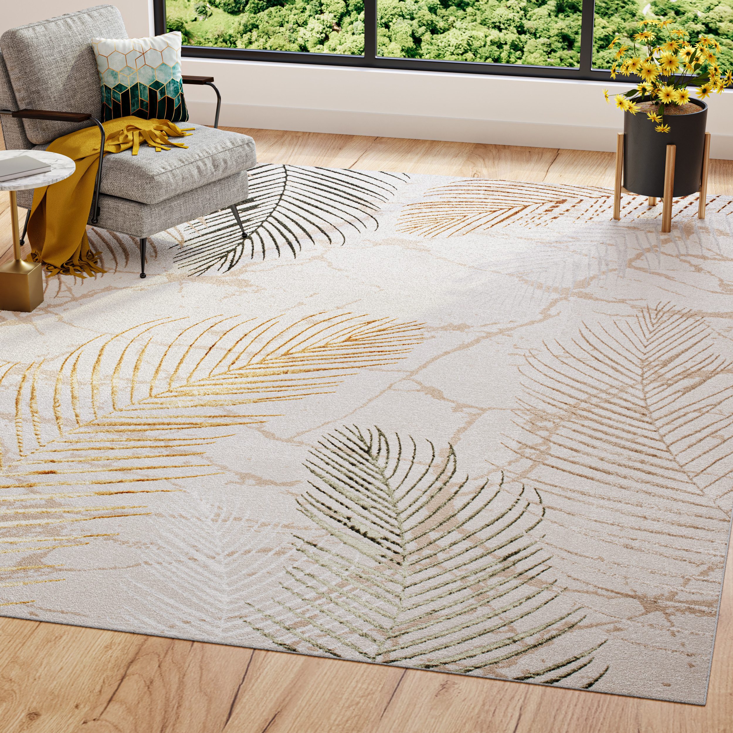 Tapiso Designteppich GOLDEN, rechteckig, Höhe: 16 mm, Wohnzimmer, Schlafzim günstig online kaufen