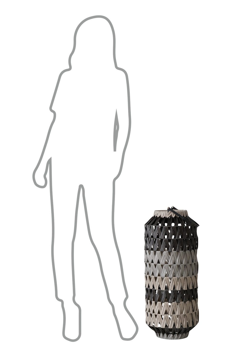BOLTZE GRUPPE GmbH Windlicht LORIN, H 65 cm, Grau, Beige, Kunststoffgeflecht, (1 St), mit Kerzenhalterglas