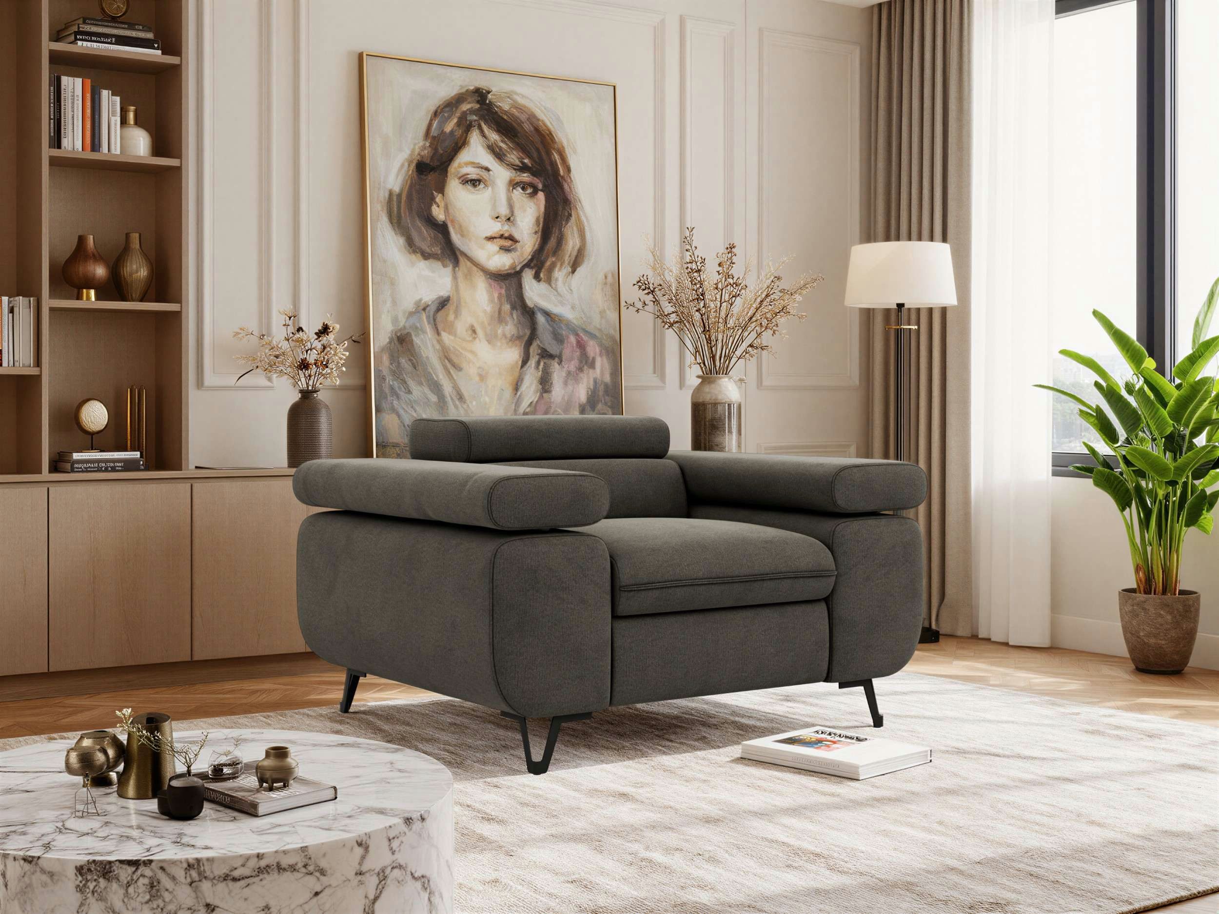 MKS MÖBEL Sofa PETER, Set, Einzelsessel mit verstellbaren Armlehnen, 1-Sitzer Sofa, Polstersessel