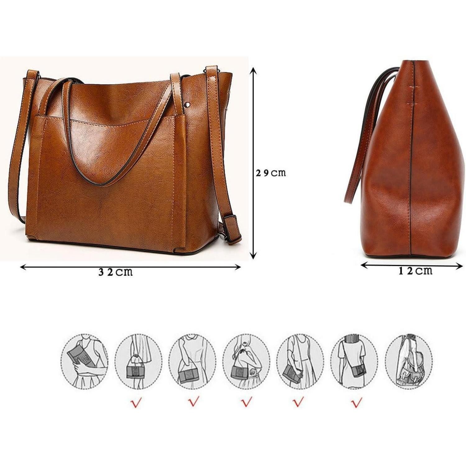 LuxusKollektion Shopper Damen Groß Shopper Tasche PU-Leder Schulterriemen Eimer Umhängetasche