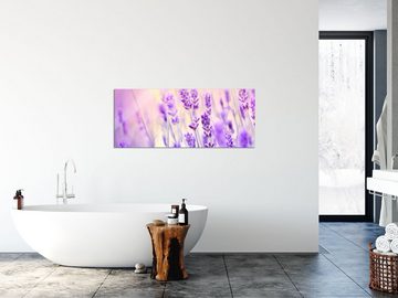 Pixxprint Glasbild Lavendel im Retro Look, Lavendel im Retro Look (1 St), Glasbild aus Echtglas, inkl. Aufhängungen und Abstandshalter
