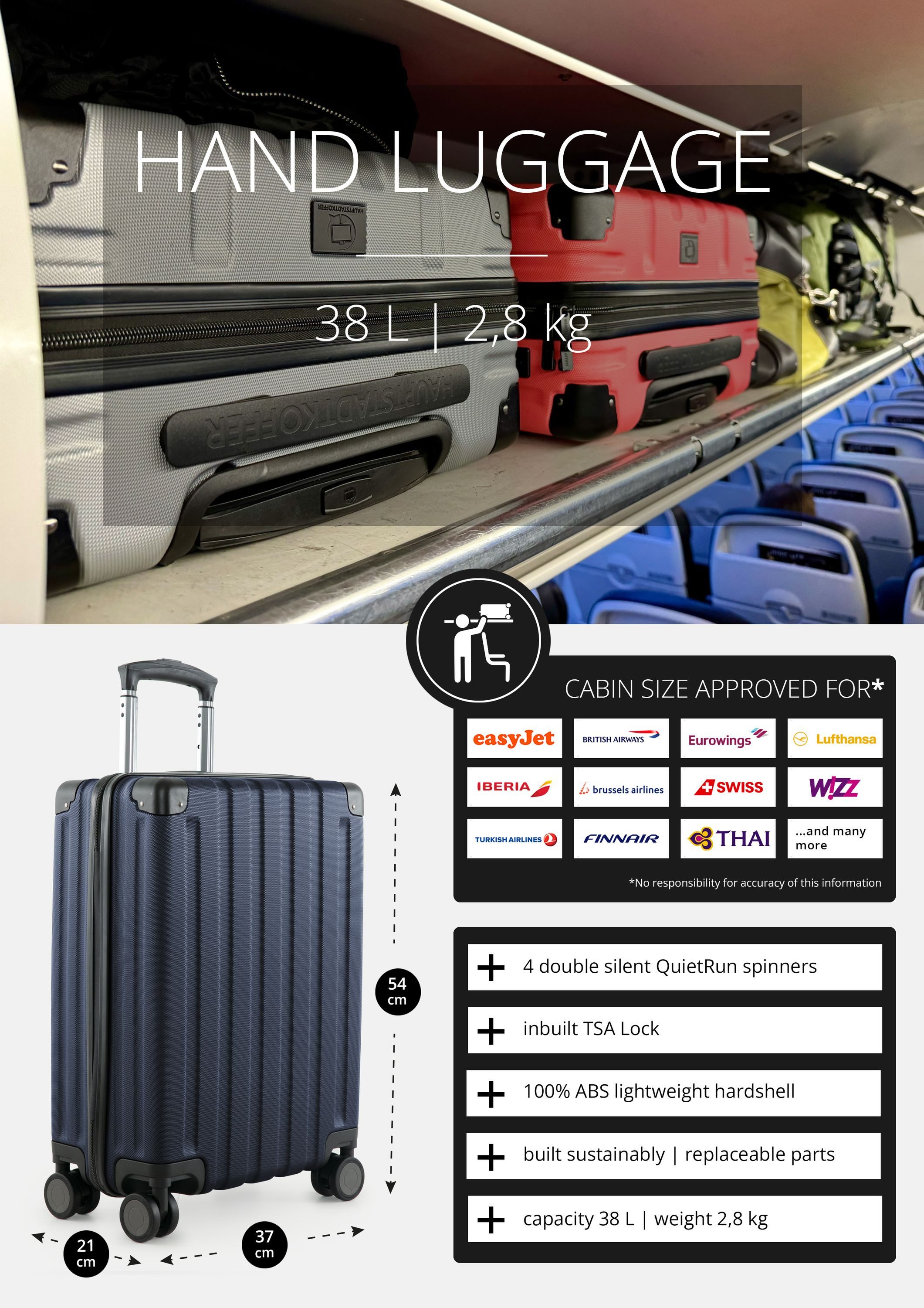 Hauptstadtkoffer Handgepäckkoffer Q-Damm, 4 Rollen, Handgepäck Trolley, TSA günstig online kaufen