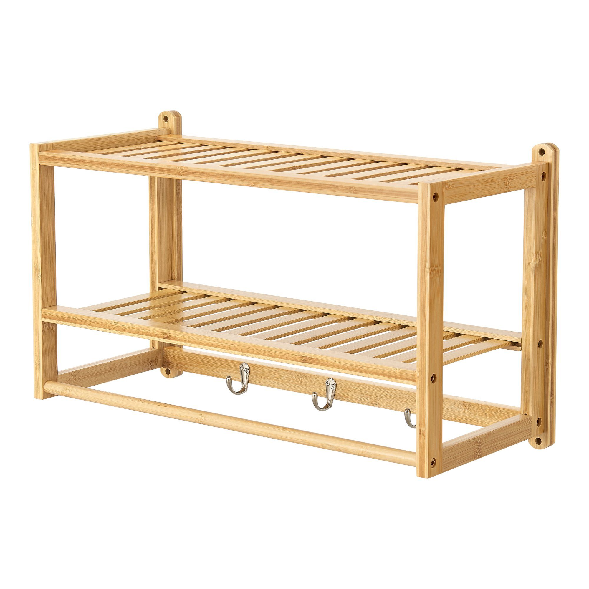 en.casa Wandregal, »Thyborøn« Bambus-Hängeregal mit Handtuchstange günstig online kaufen