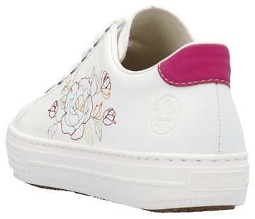 Rieker Sneaker mit seitlicher Blumenstickerei, Freizeitschuh, Halbschuh, Schnürschuh