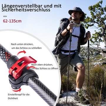 Naturehike Wanderstöcke Ultraleichte Nordische Trekkingstöcke (1 St), Höhere Zähigkeit, Längenverstellbar und mit Sicherheitsverschluss