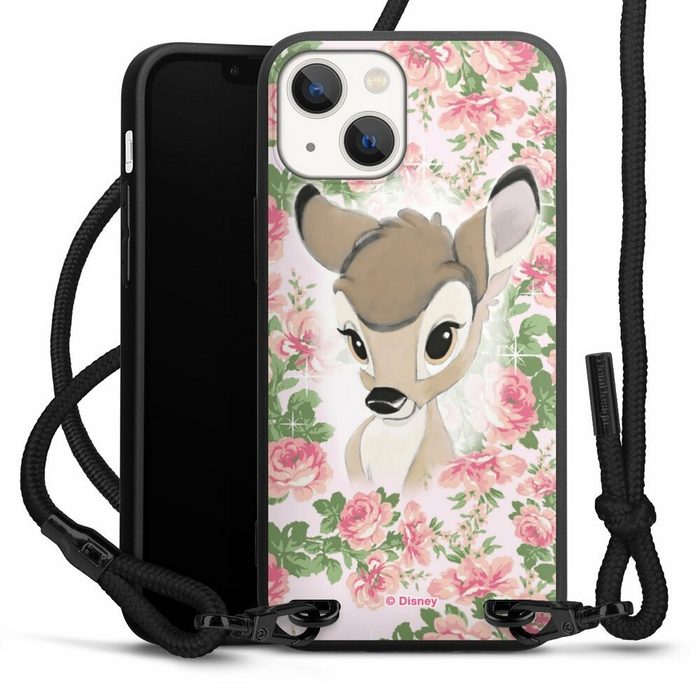 DeinDesign Handyhülle Bambi Disney Offizielles Lizenzprodukt Bambi Flower Child Apple iPhone 13 Mini Premium Handykette Hülle mit Band Cover mit Kette