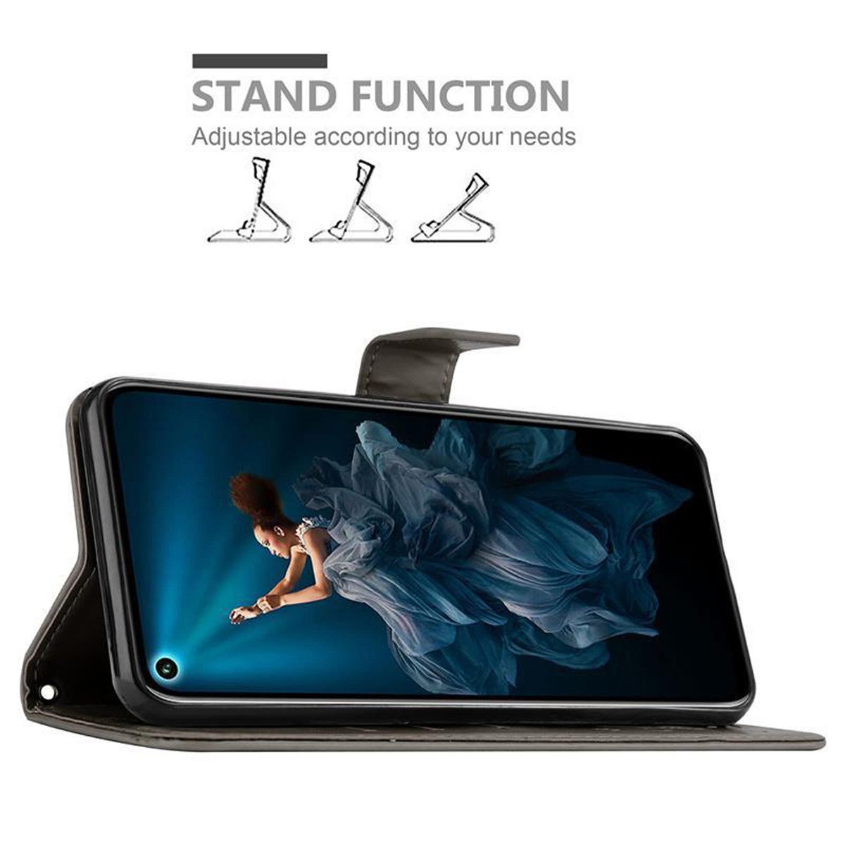 Cadorabo Handyhülle für Honor 20 PRO Hülle Honor 20 PRO, Hülle Schutzhülle Blumen Flower mit Standfunktion Kartenfach Magnet