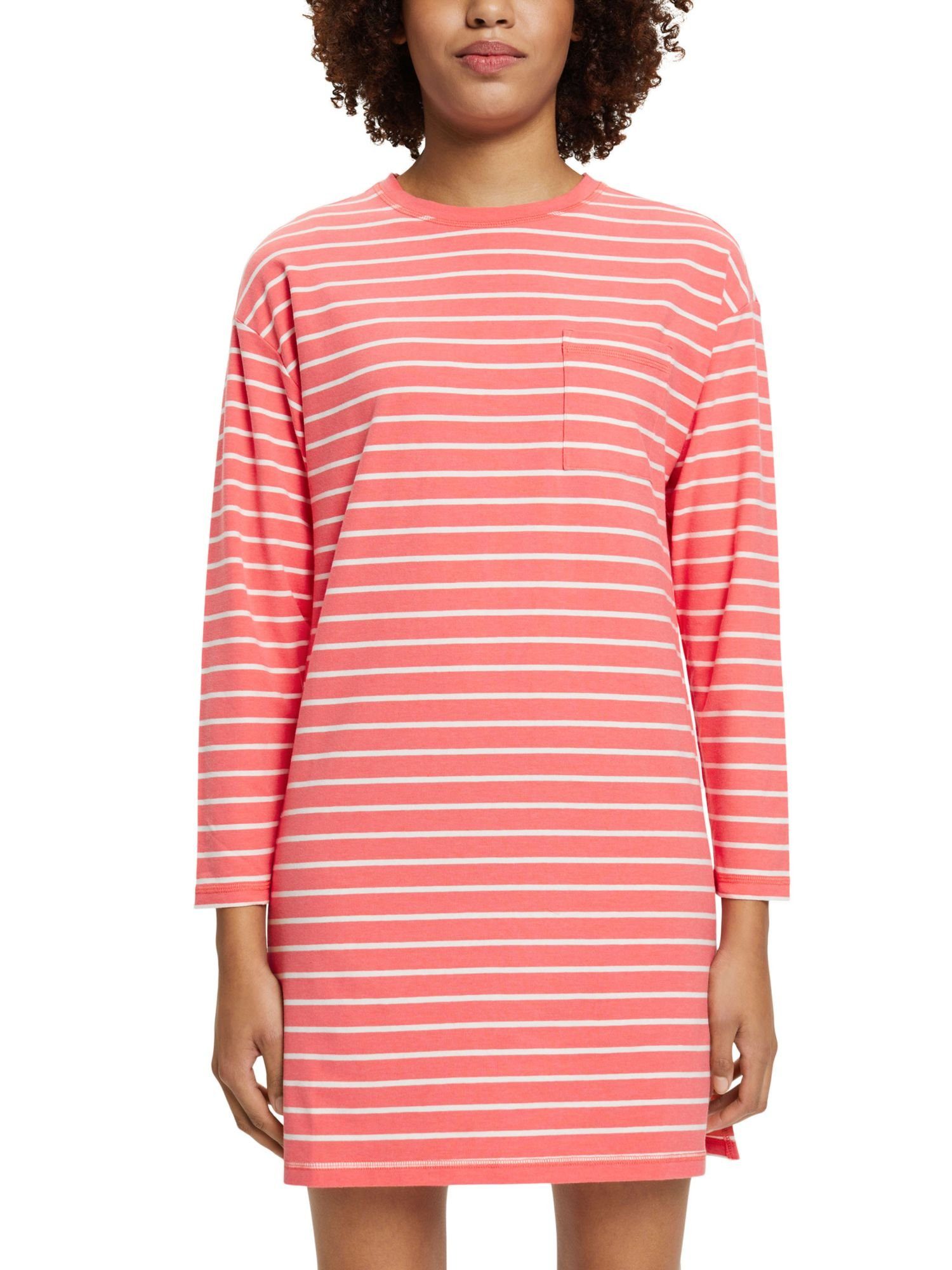 Esprit Nachthemd Jersey-Nachthemd Streifenmuster mit CORAL