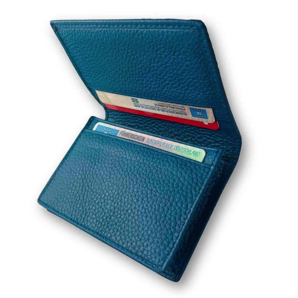 Fomax Kartenetui für EC-Karten oder Visitenkarten, 100% Echtleder, schlichtes Design, für bis zu 20 EC-Karten, Visitenkarten oder Geldscheine