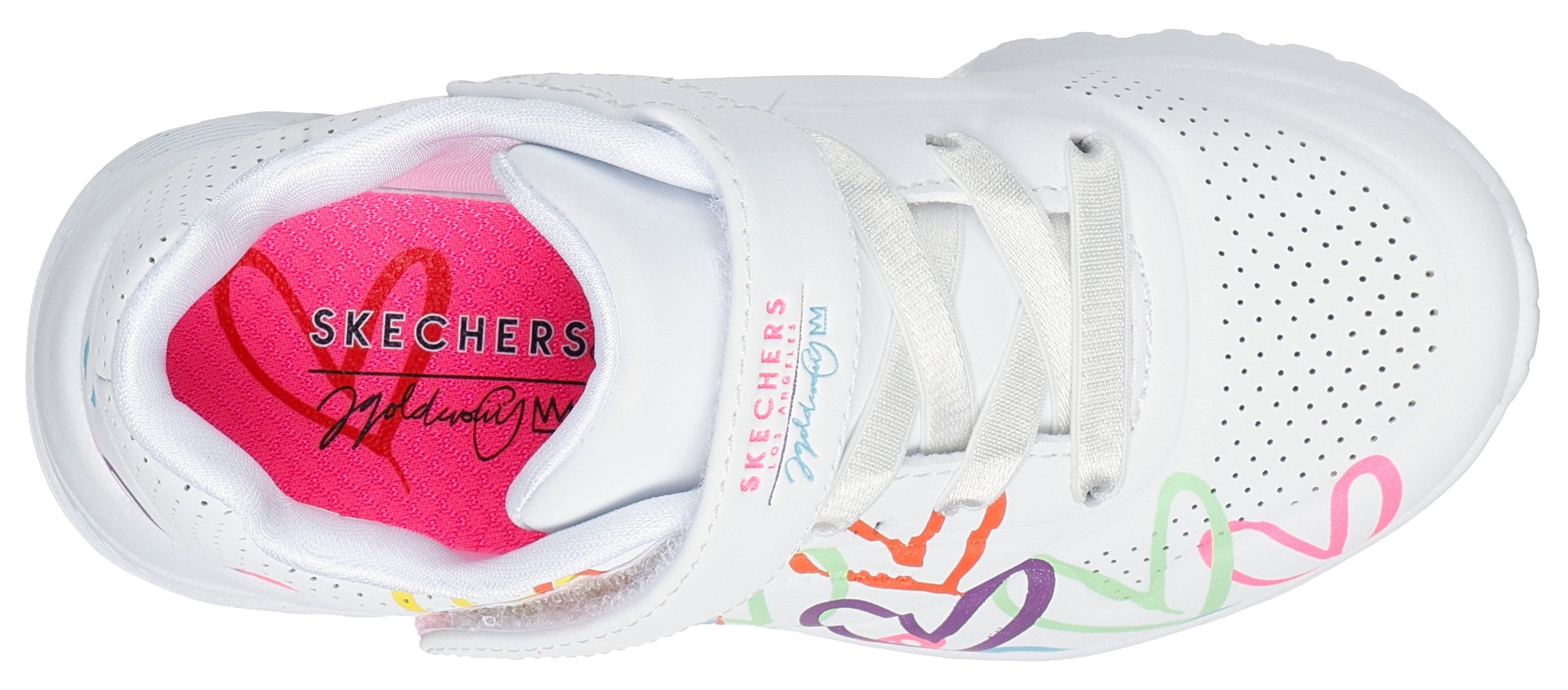 Skechers UNO LITE Sneaker Klettschuh mit bunten Herzen, Größenschablone zum Download