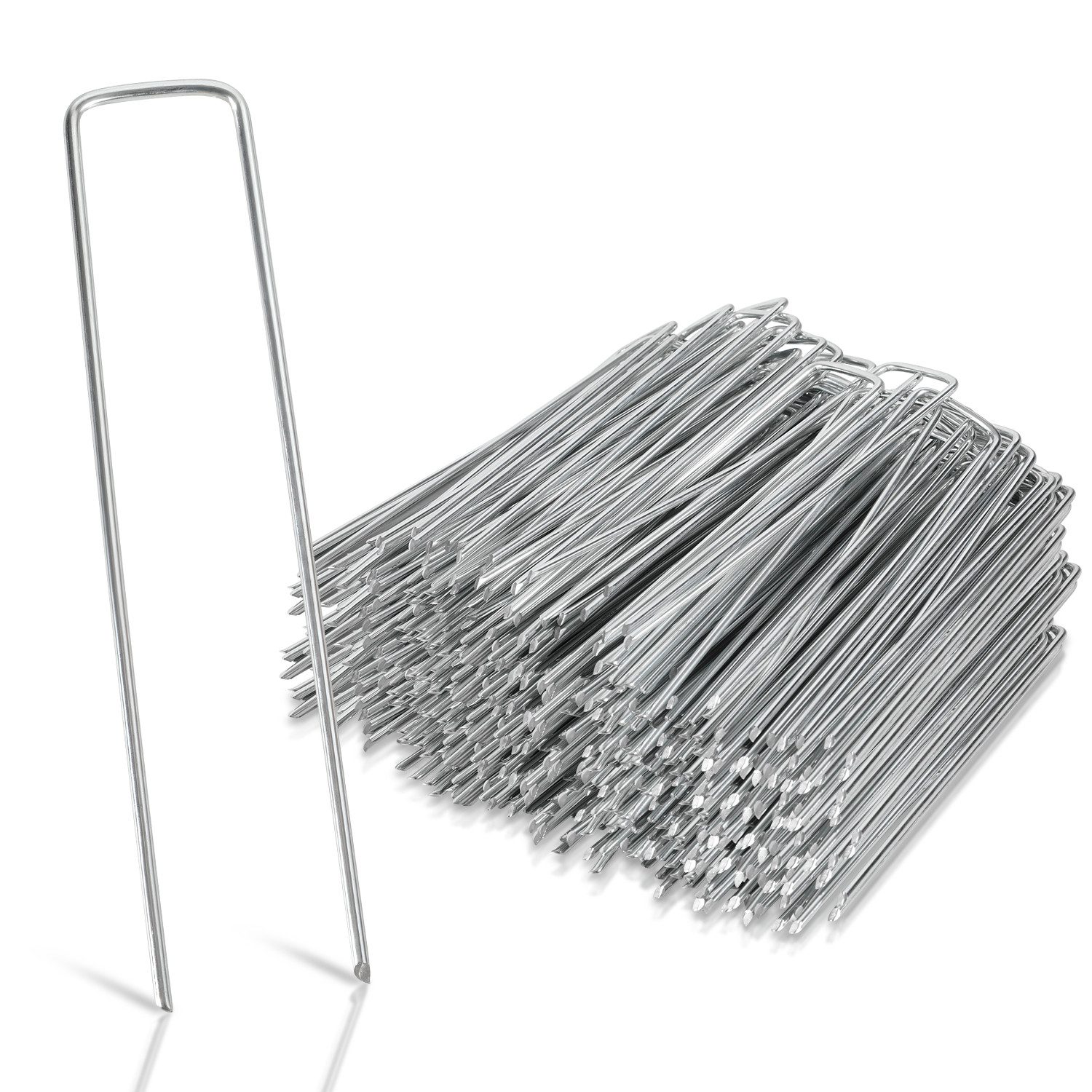 Clanmacy Bodenanker Erdanker Zelthering Befestigungs für Unkrautvlies, für Wiesen, Garten, Ackerland, Teich, Blumenbeet, Einfahrt, uwn., Montageart: Freistehend, (Heringe, Befestigungsanker, 200-St., 15x2.5cm (LxB),φ0.28cm, für Innen-/Außenbereich), Verzi