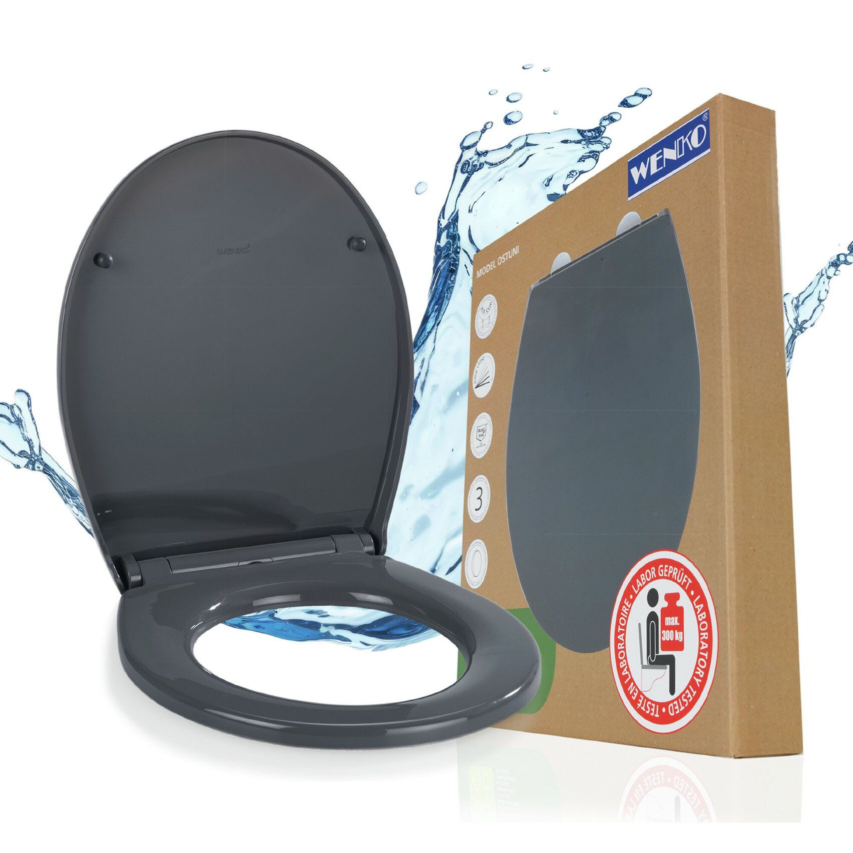 WENKO WC-Sitz Ostuni (1-St), Thermoplast, belastbar mit 300 kg, mit Absenkautomatik