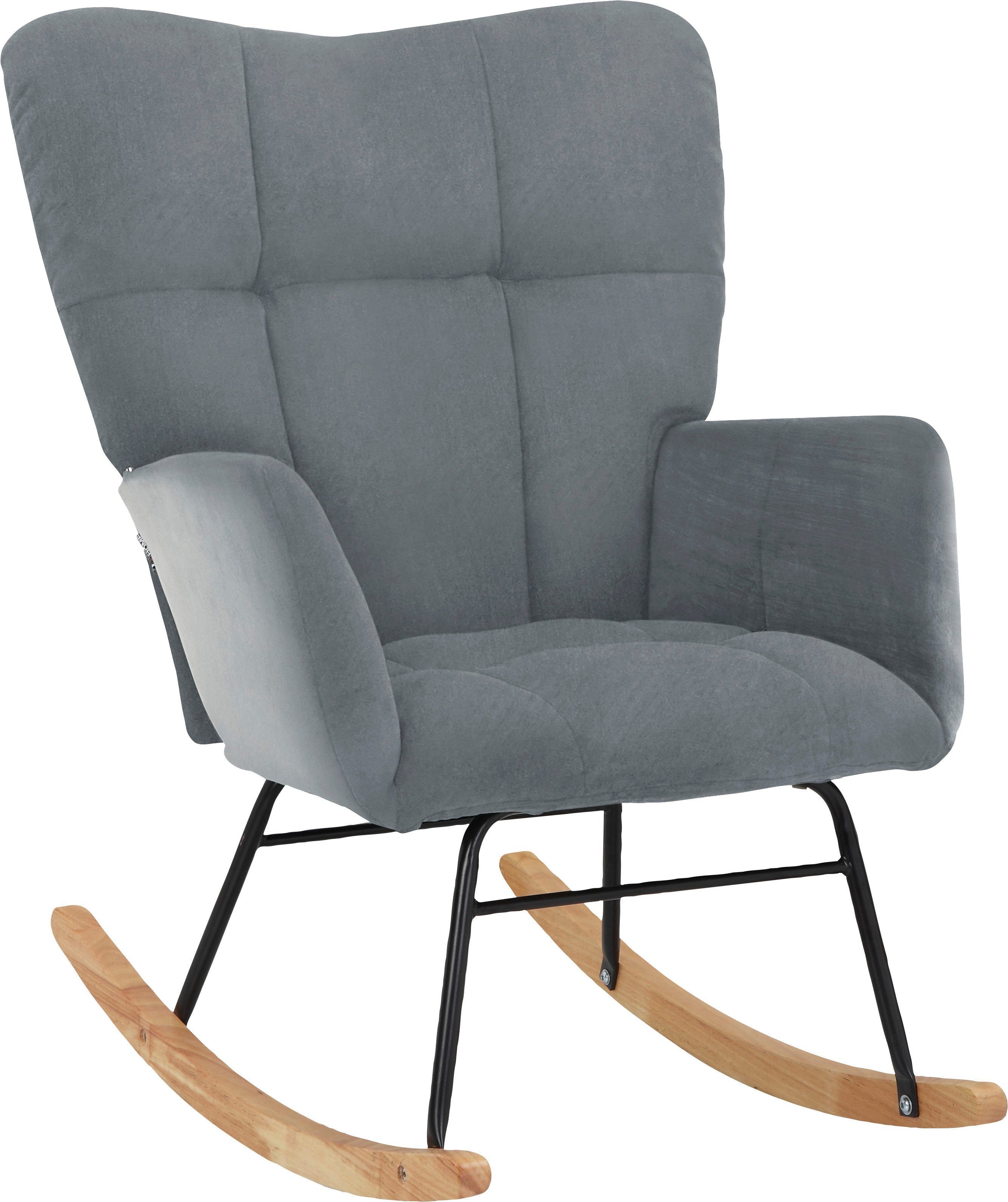 INOSIGN Кресла-качалки Anika, Кресла Wohnzimmer mit Funktion, (1-St), Sitz und Rücken gepolstert, Beine aus Metall und Holz, Sitzhöhe 48 cm