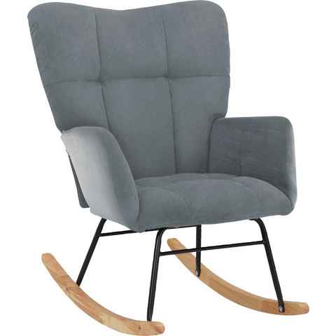 INOSIGN Schaukelsessel Anika (1-St), Sitz und Rücken gepolstert, Beine aus Metall und Holz, Sitzhöhe 48 cm