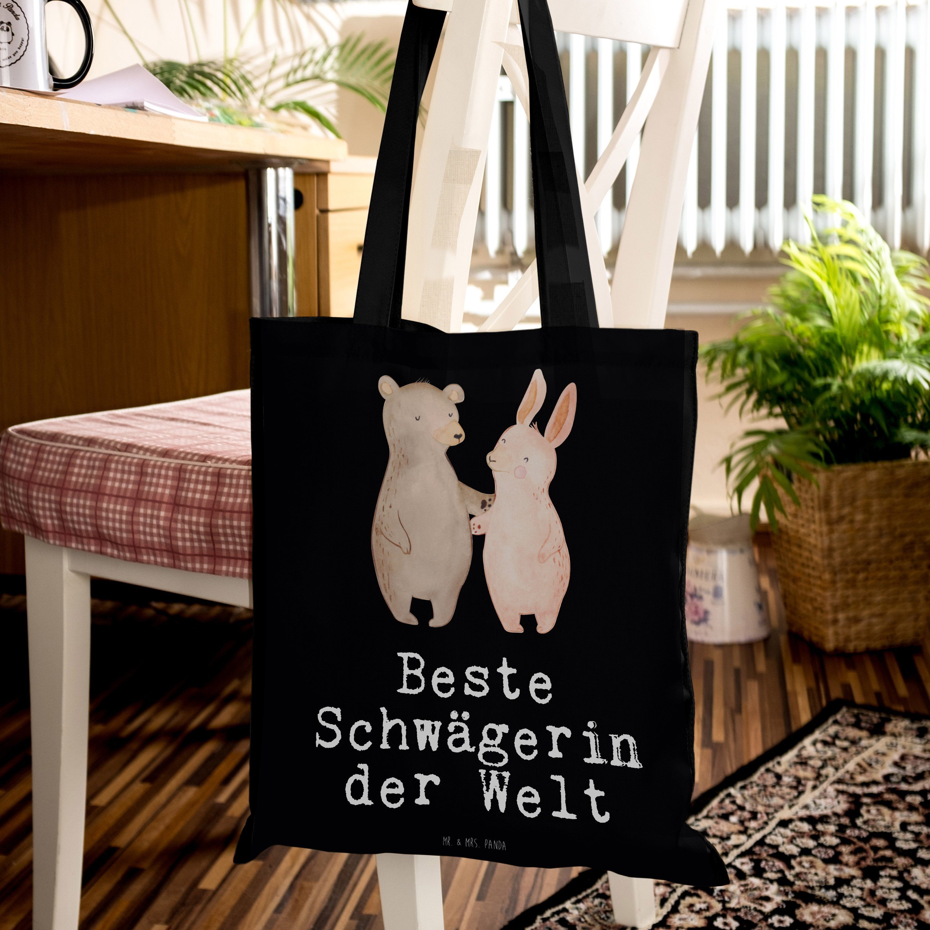 (1-tlg) Panda Schwägerin - Beste Schwarz Welt Schw - Mr. der Tragetasche Jutebeutel, Mrs. Geschenk, & Hase