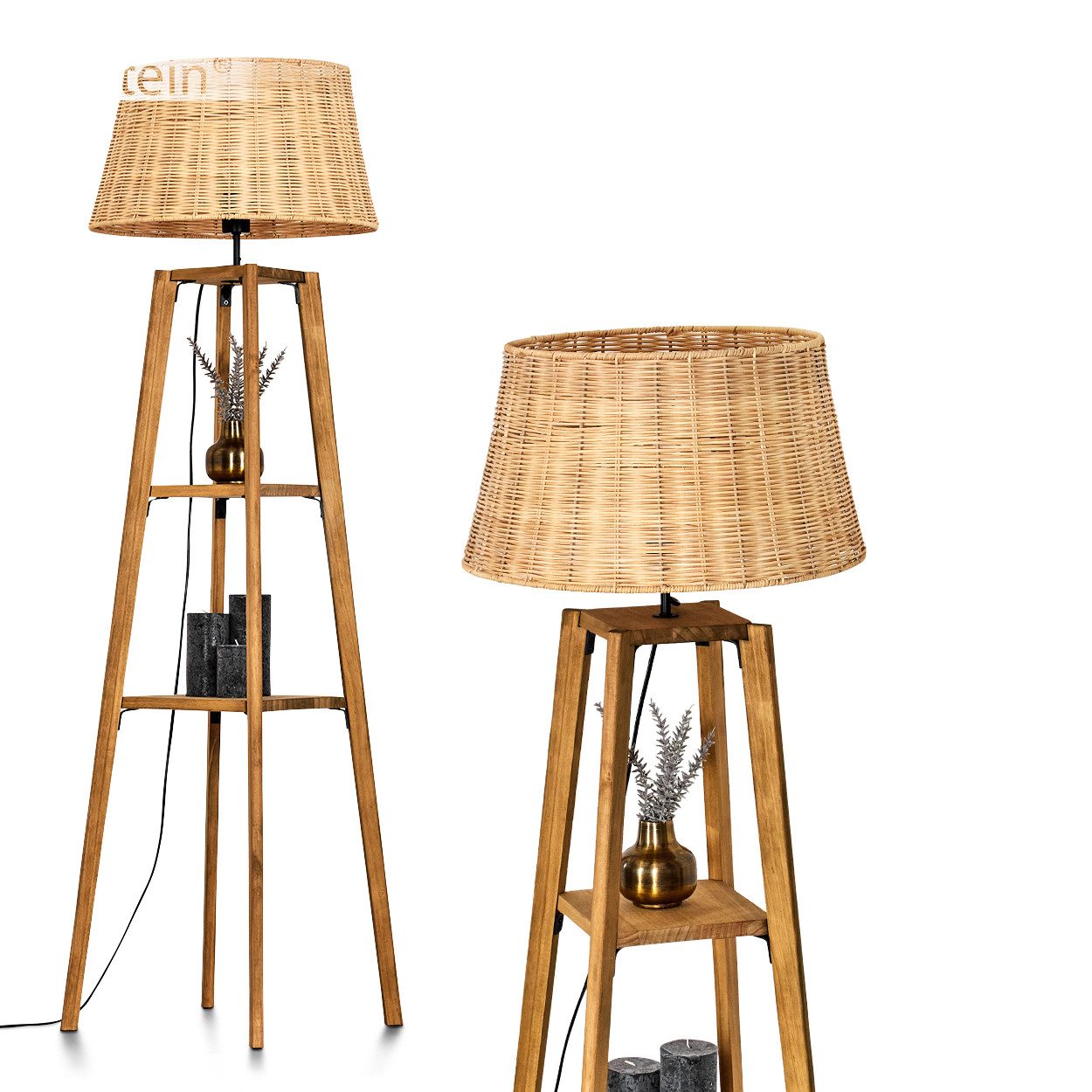 hofstein Stehlampe Stehlampe aus Holz/Korbgeflecht/Rattan in günstig online kaufen