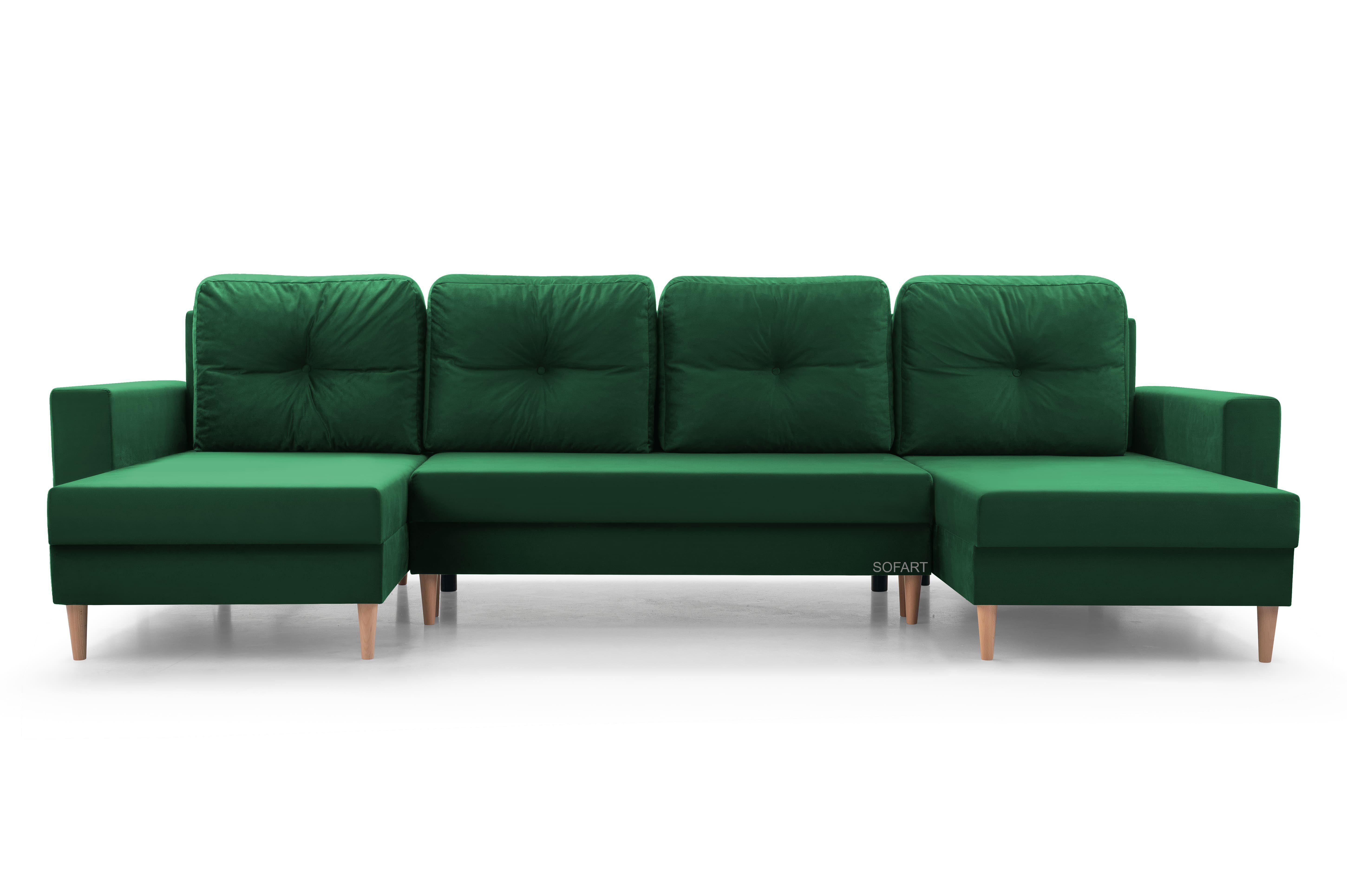 MOEBLO Wohnlandschaft CARL U, Ecksofa U-Form mit Schlaffunktion Eckcouch mit Bettkasten Sofa Couch Polsterecke U-Sofa - 300x142x90 cm, mit Relaxfunktion