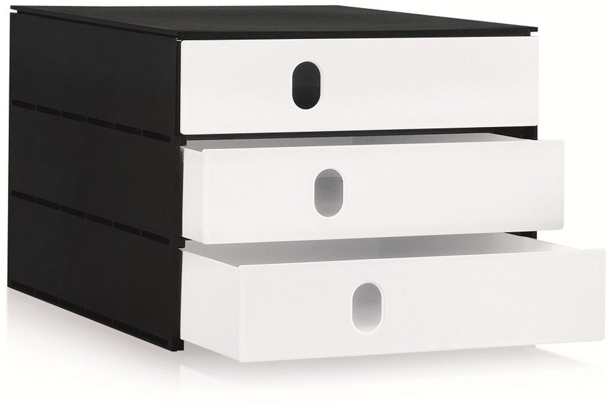 STYRO Organizer Schubladenbox styroval Pro 3 Schubladen geschlossen schwarz/weiß