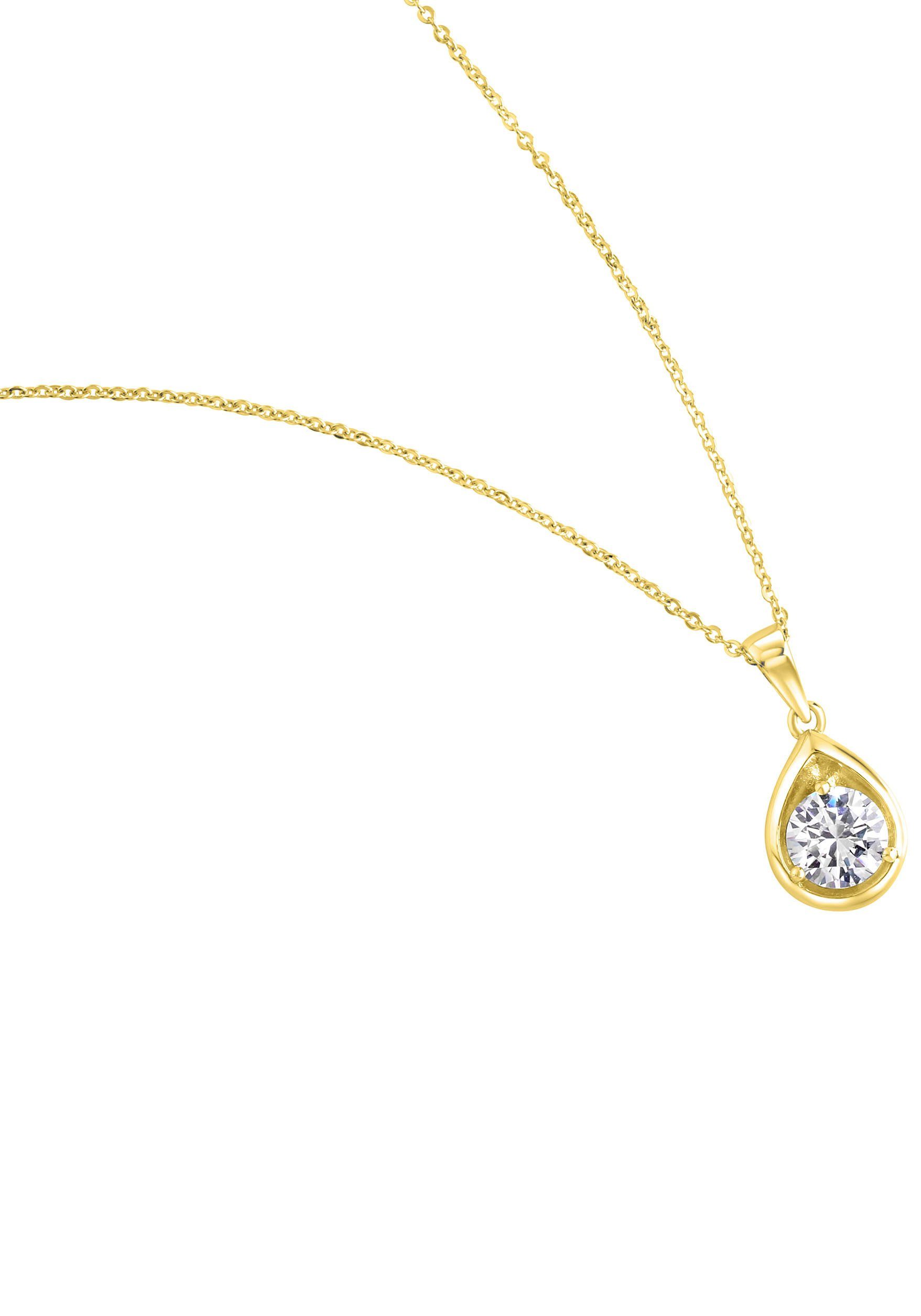 Firetti Kette mit Anhänger Schmuck Geschenk Silber 925 Halsschmuck Halskette Ankerkette Solitär, mit Zirkonia (synth)