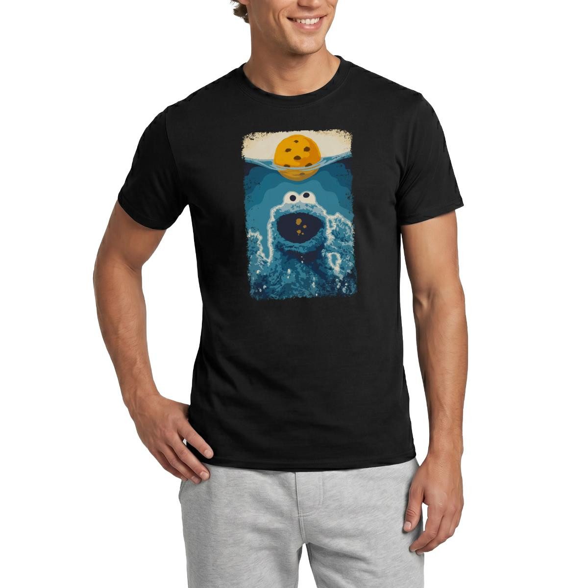 Spreadshirt T-Shirt Sesamstraße Krümelmonster Hai Männer T-Shirt (1-tlg)