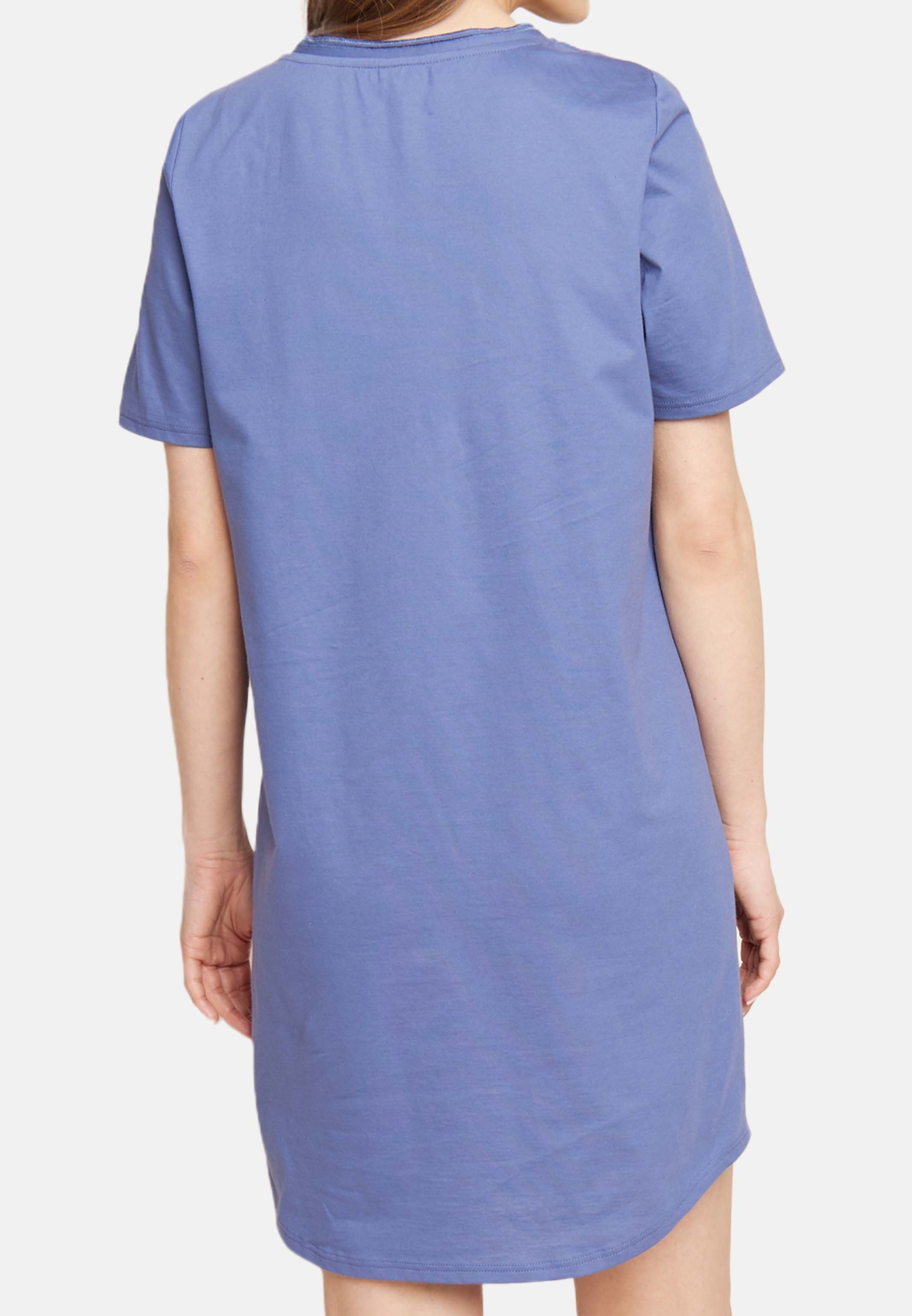 Cotton Nachthemd Organic mit Ärmeln, Denim Bigshirt Aus - Nachthemd Basic Rösch kurzen Baumwolle - (1-tlg)