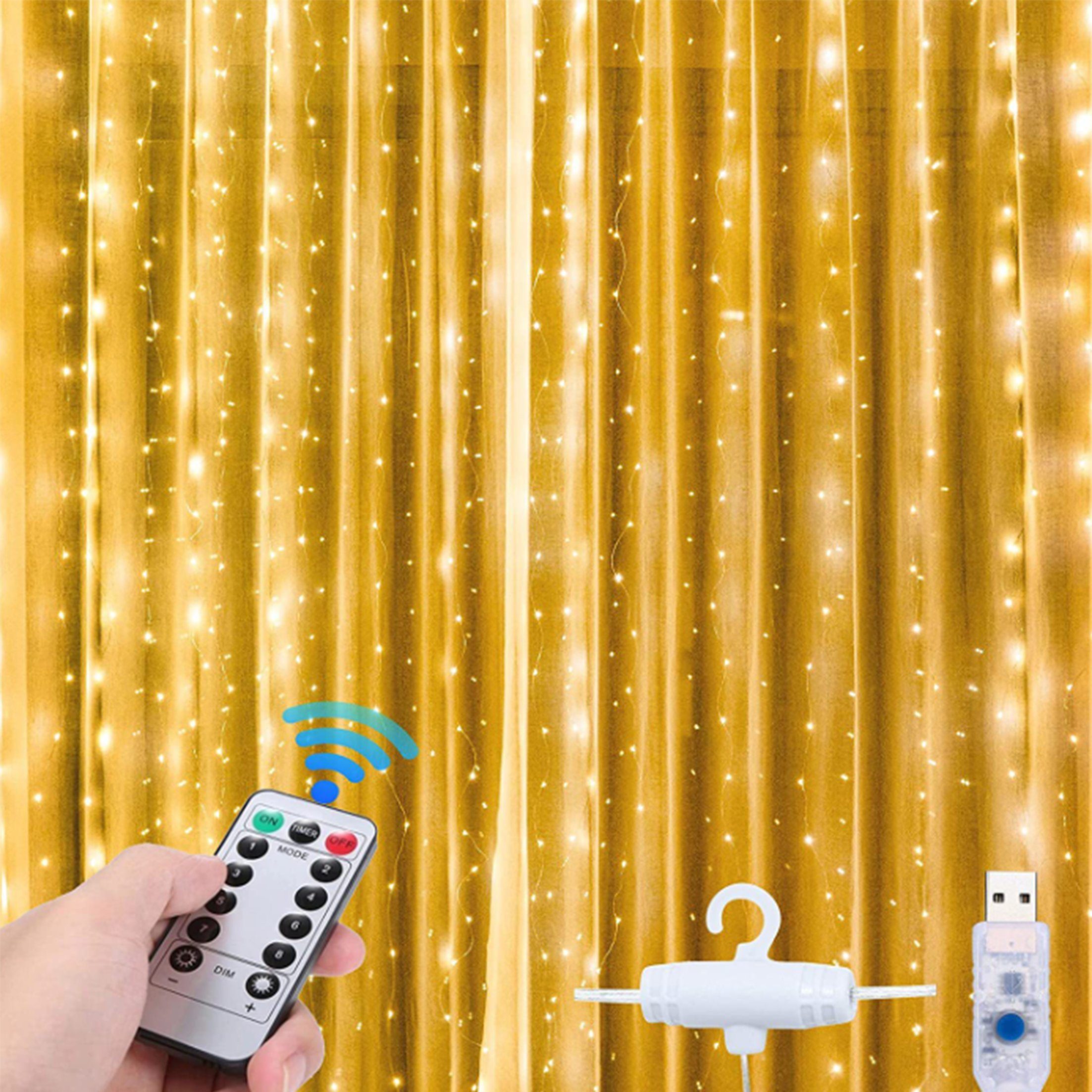 KINSI LED Stripe LED-Lichtstreifen,Weihnachtsvorhang Lichterkette,Fernbedienungen, Fairy String Lights,LED-Beleuchtung,Fensterdekoration Legierungsdraht Farblicht