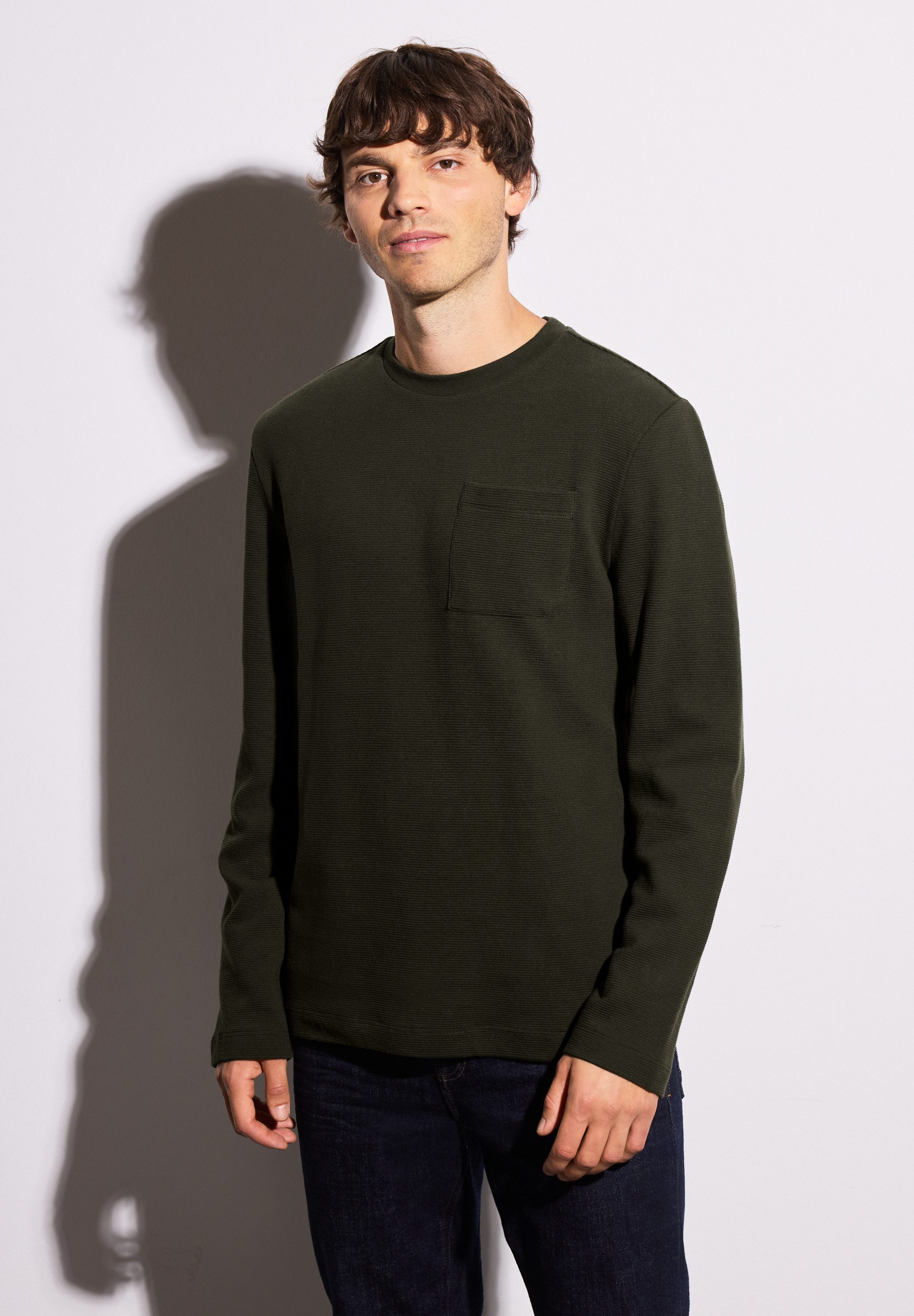 STREET ONE MEN Langarmshirt aus reiner Baumwolle