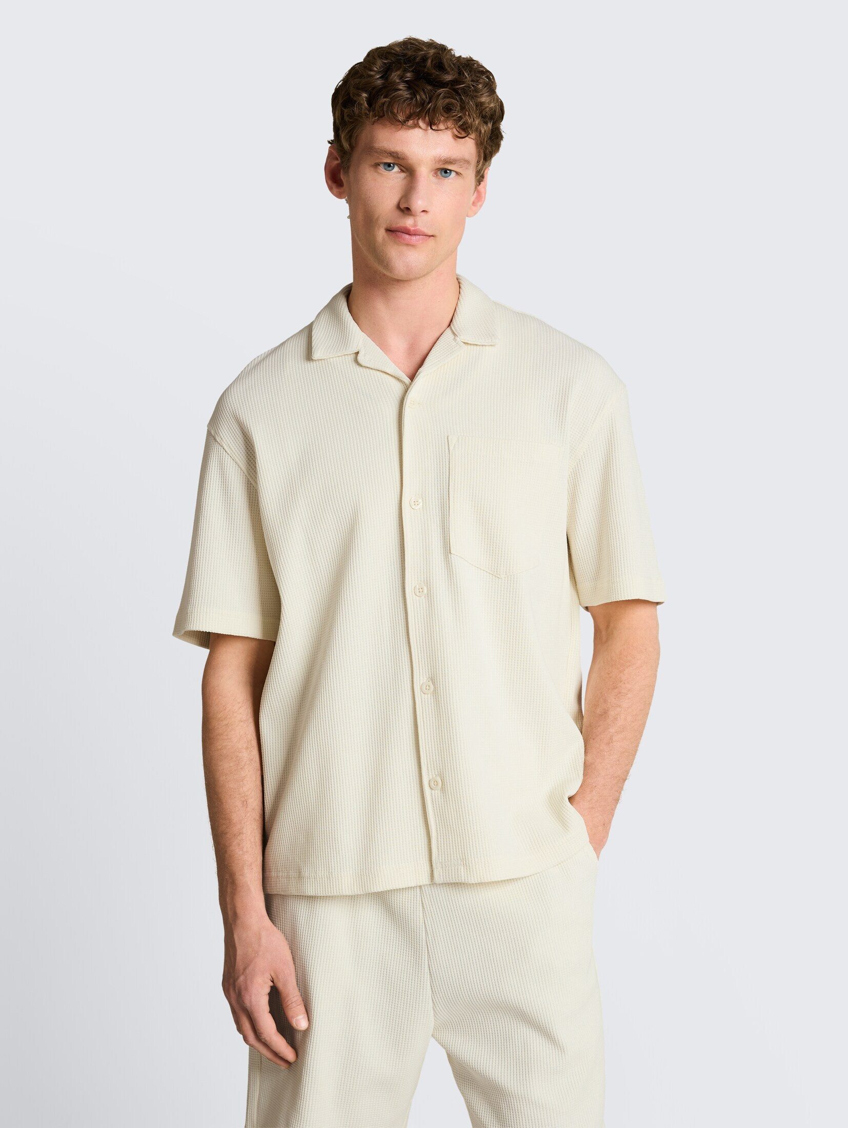 TOM TAILOR Denim Kurzarmhemd Blusen & Shirts Relaxed Fit Resort Hemd mit Waffelstruktur