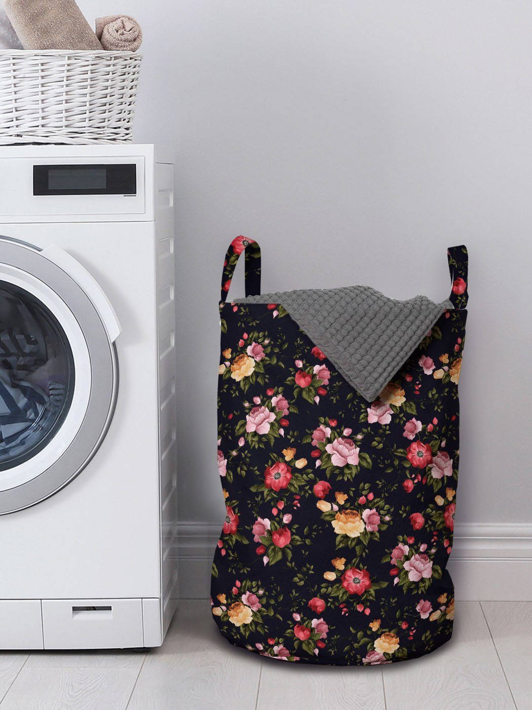 Wäschekorb Vintage Aquarell Rose Kordelzugverschluss Abakuhaus für mit Wäschesäckchen Waschsalons, Garden Griffen